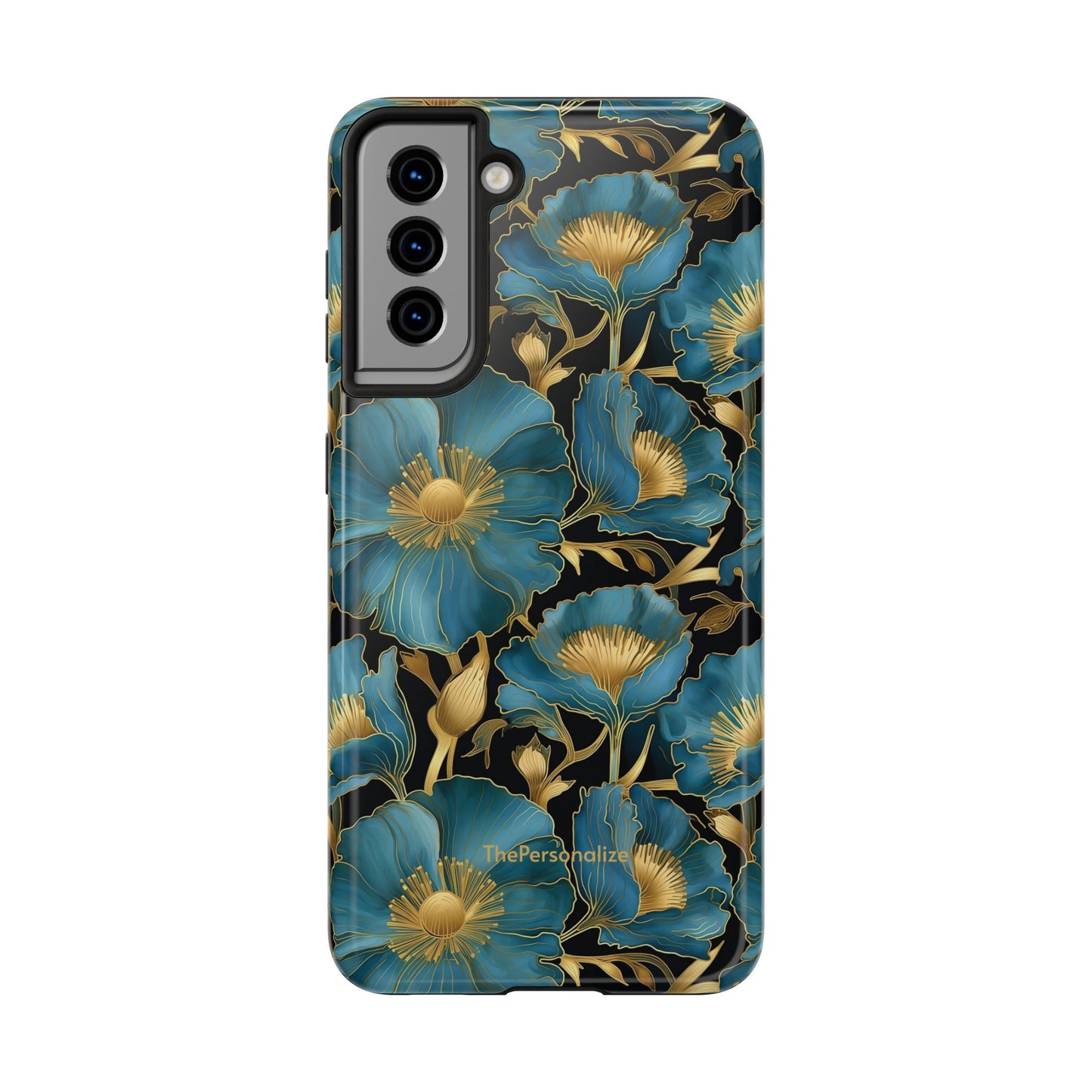 Blue and Gold Floral Phone Case