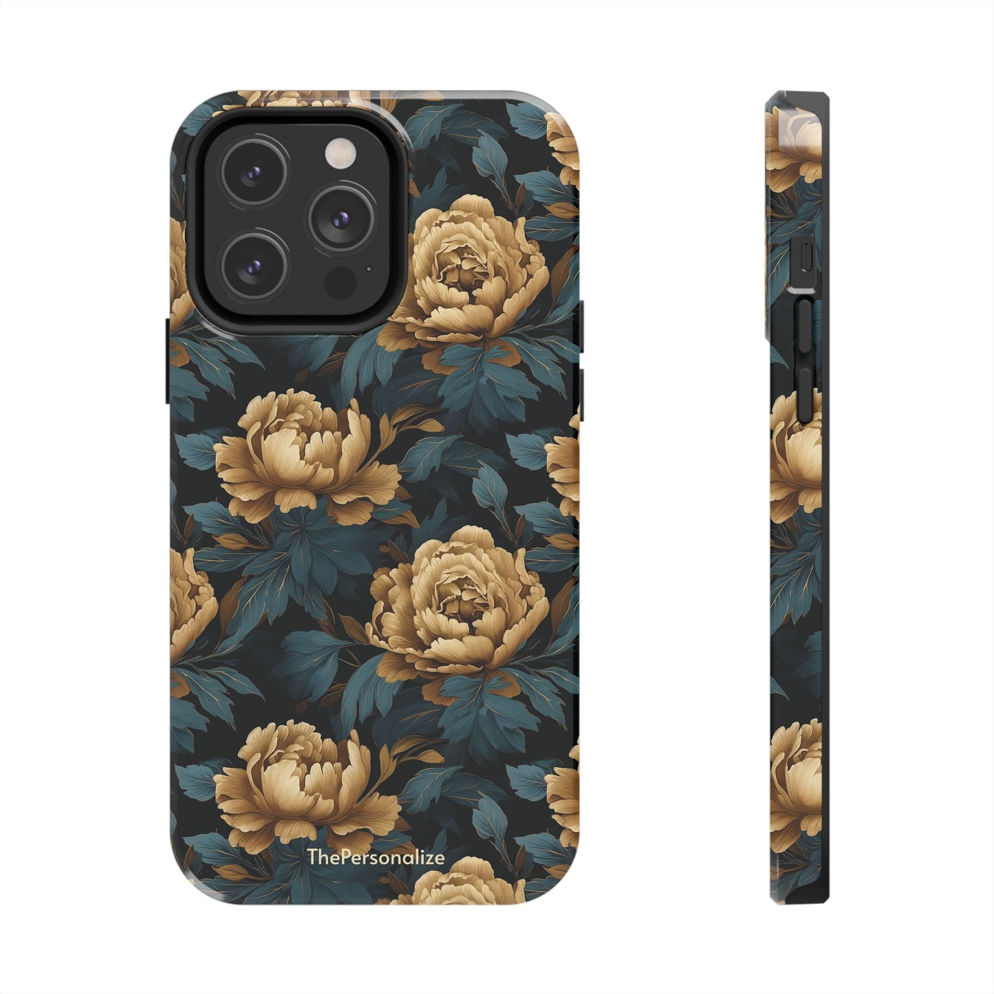 Golden Peony Flowers Phone Case