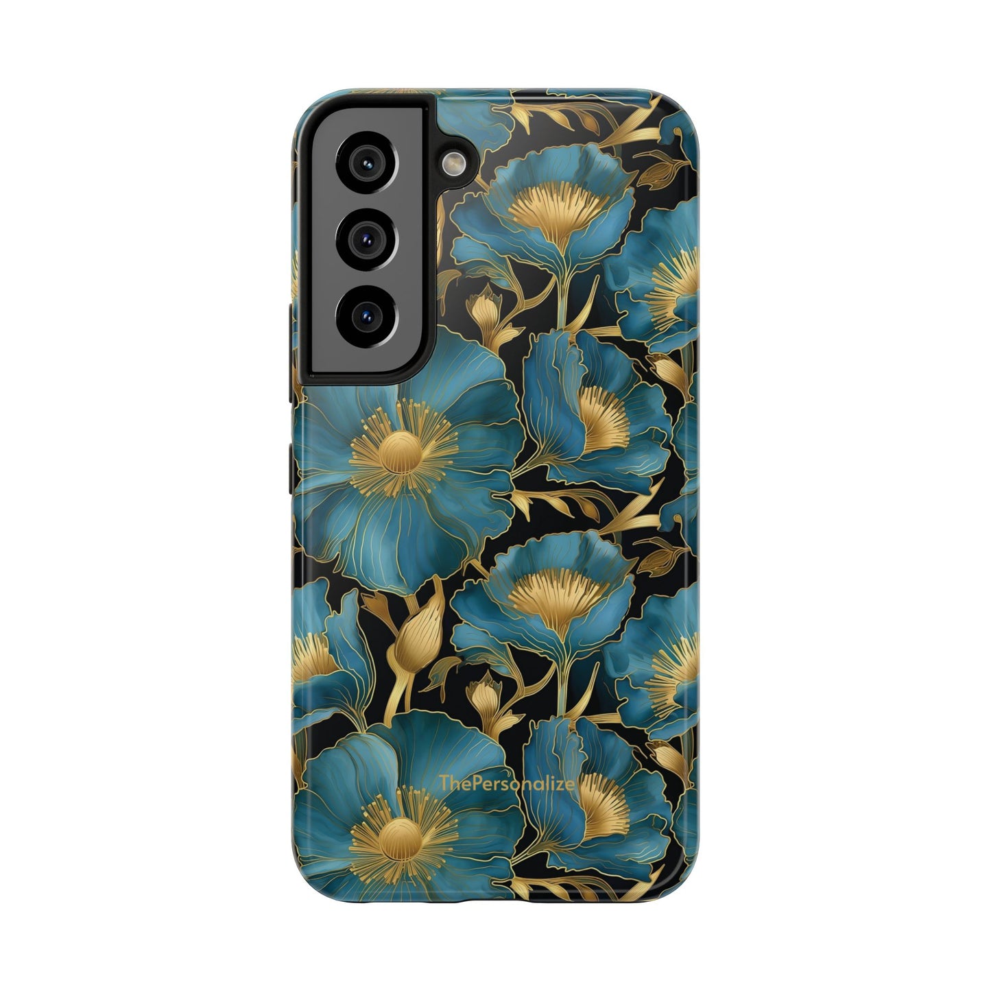 Blue and Gold Floral Phone Case