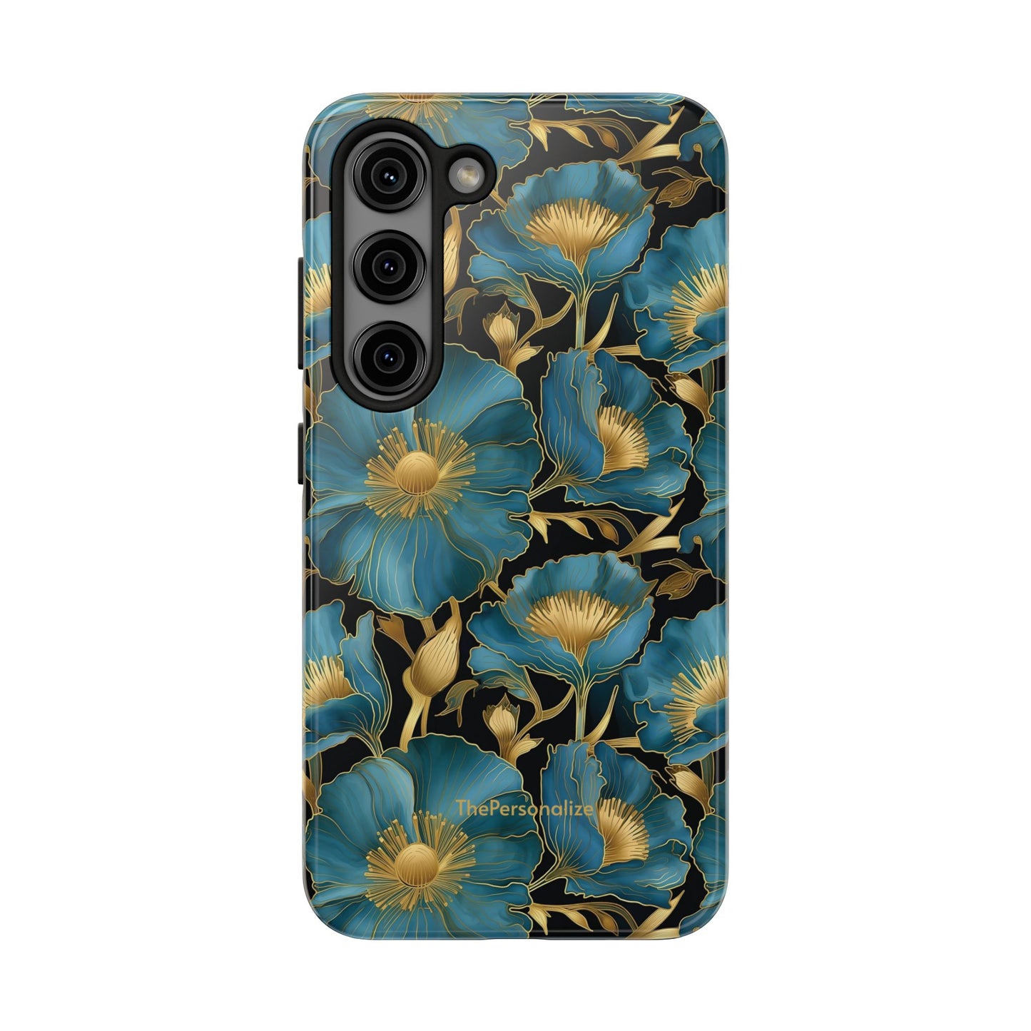 Blue and Gold Floral Phone Case
