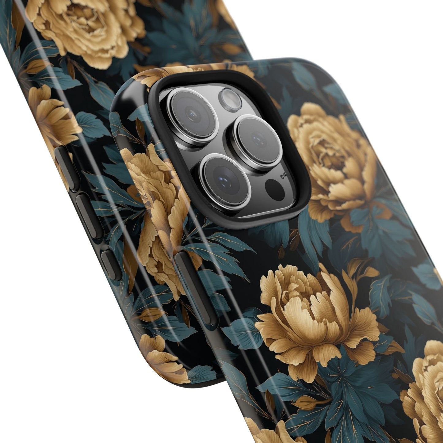 Golden Peony Flowers Phone Case