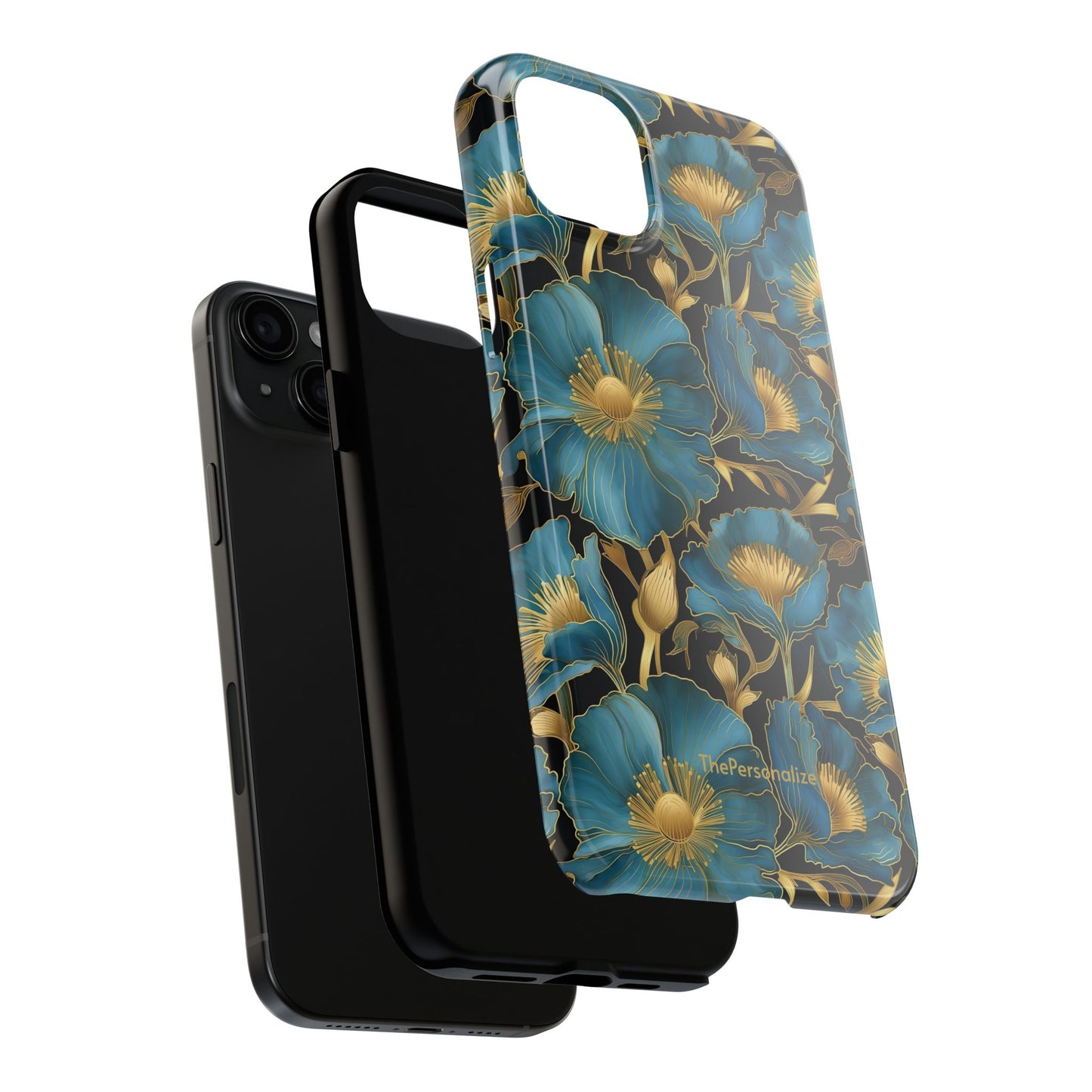 Blue and Gold Floral Phone Case
