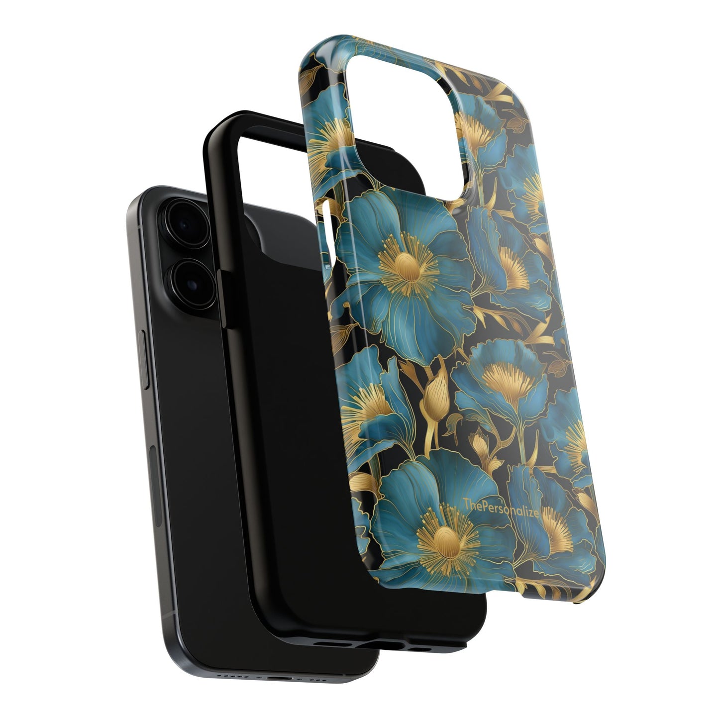 Blue and Gold Floral Phone Case