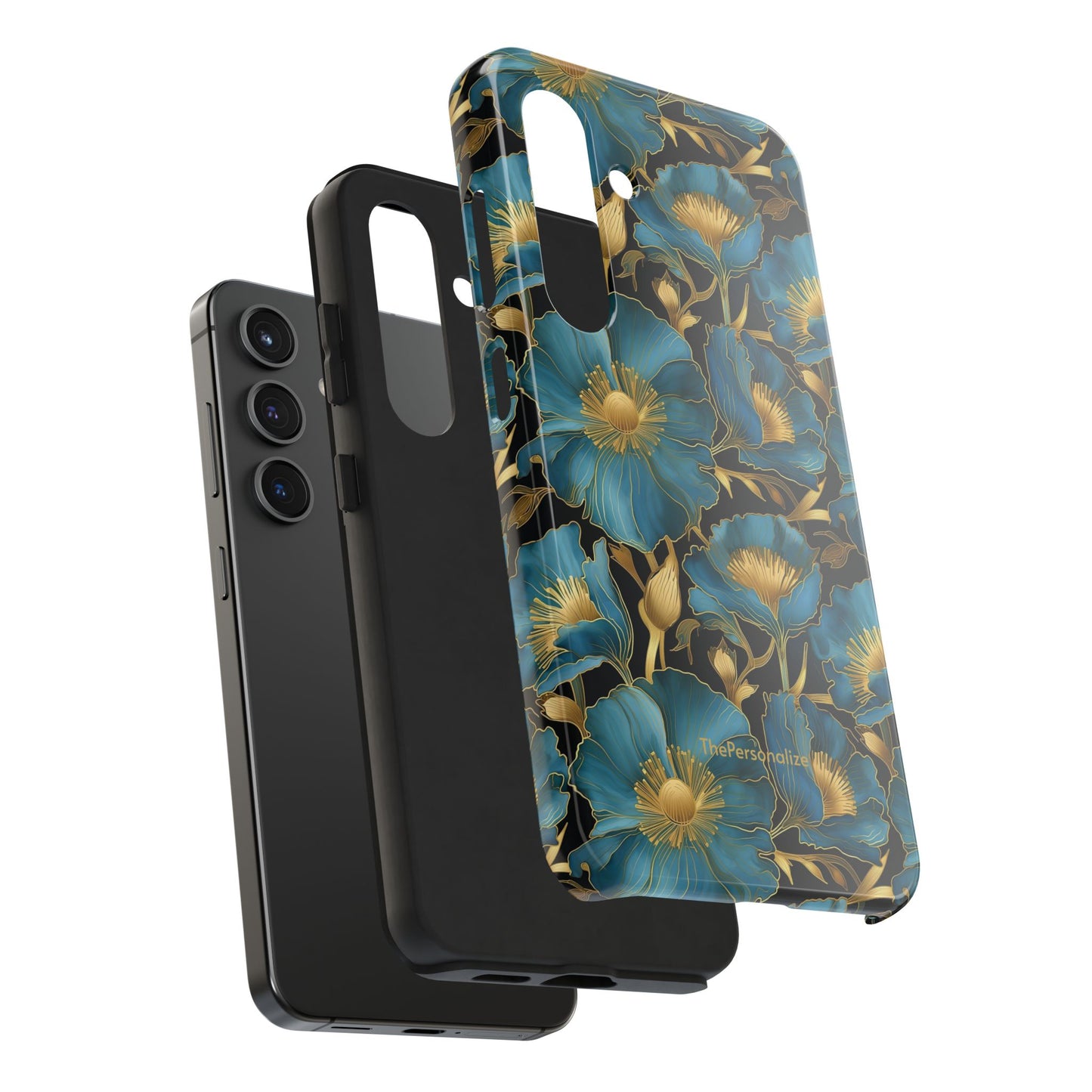 Blue and Gold Floral Phone Case