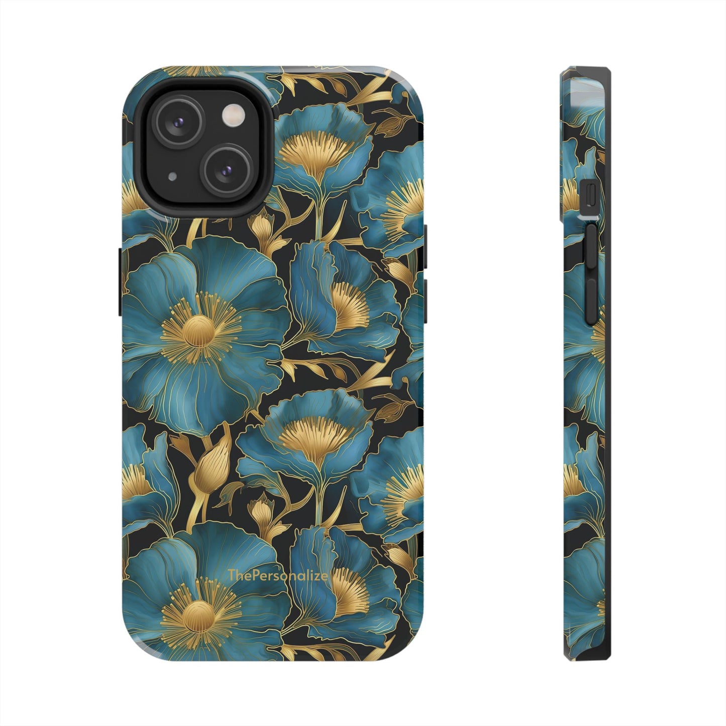 Blue and Gold Floral Phone Case