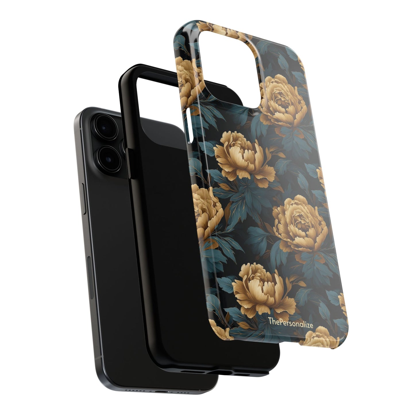 Golden Peony Flowers Phone Case