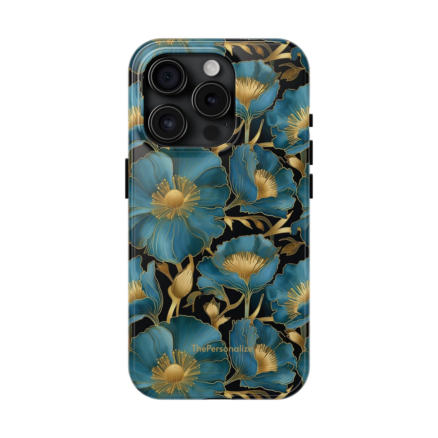 Blue and Gold Floral Phone Case