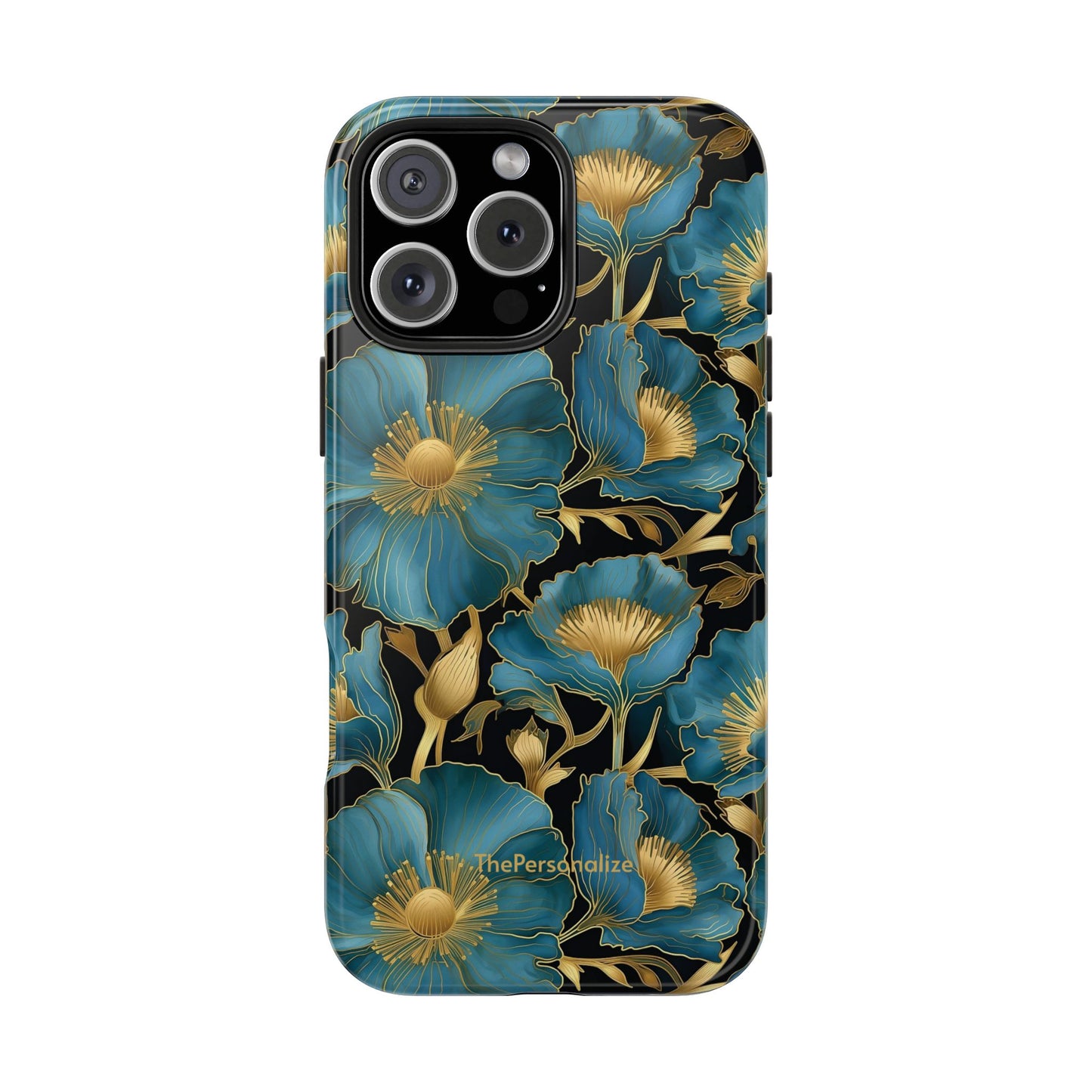 Blue and Gold Floral Phone Case