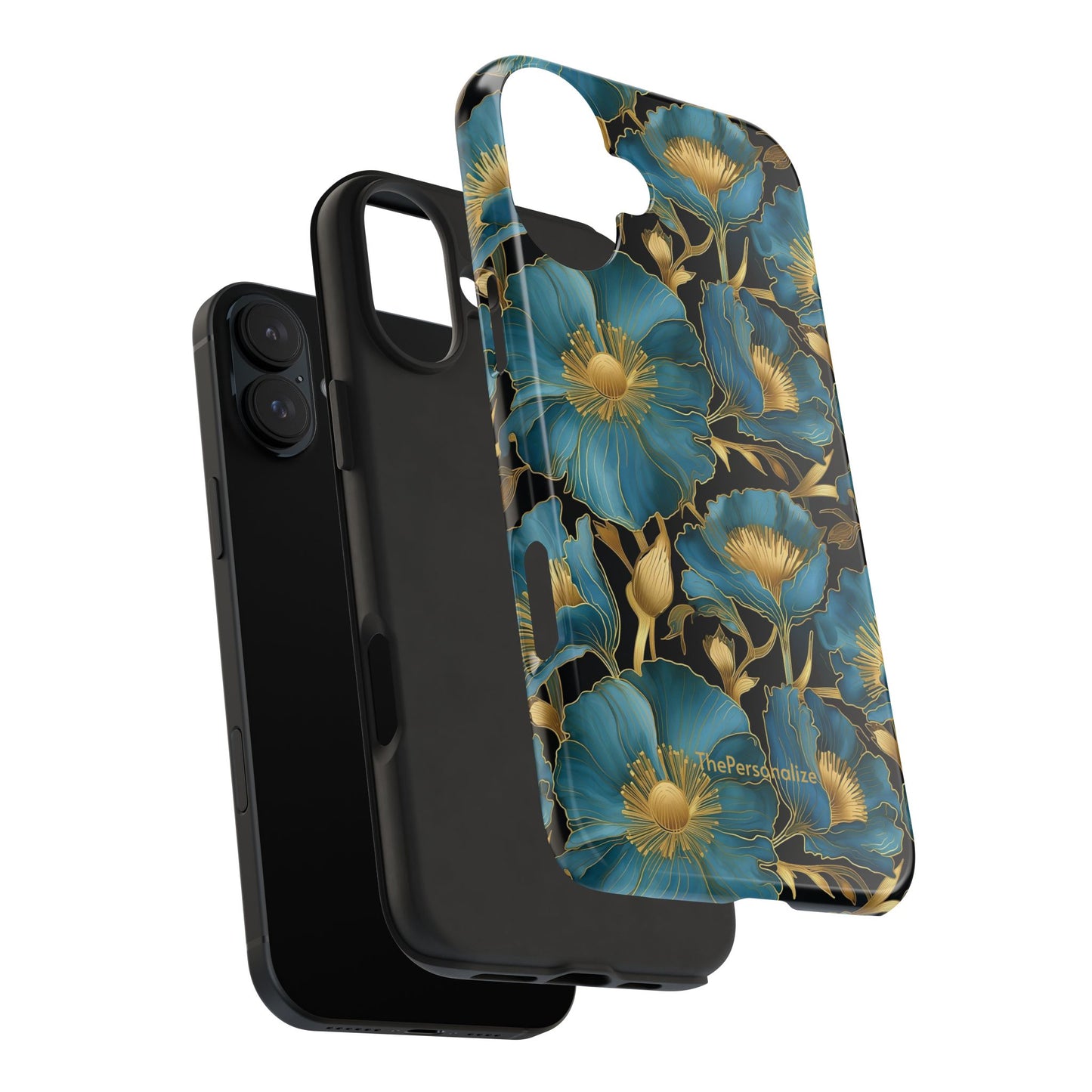 Blue and Gold Floral Phone Case