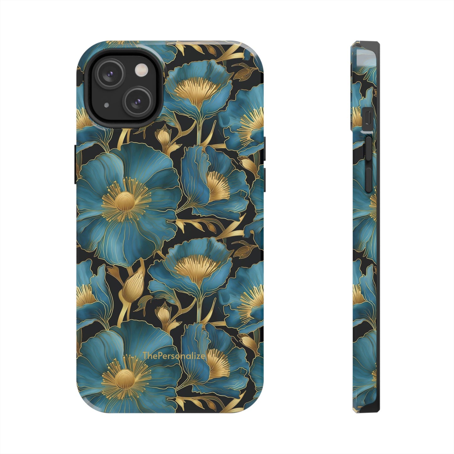 Blue and Gold Floral Phone Case
