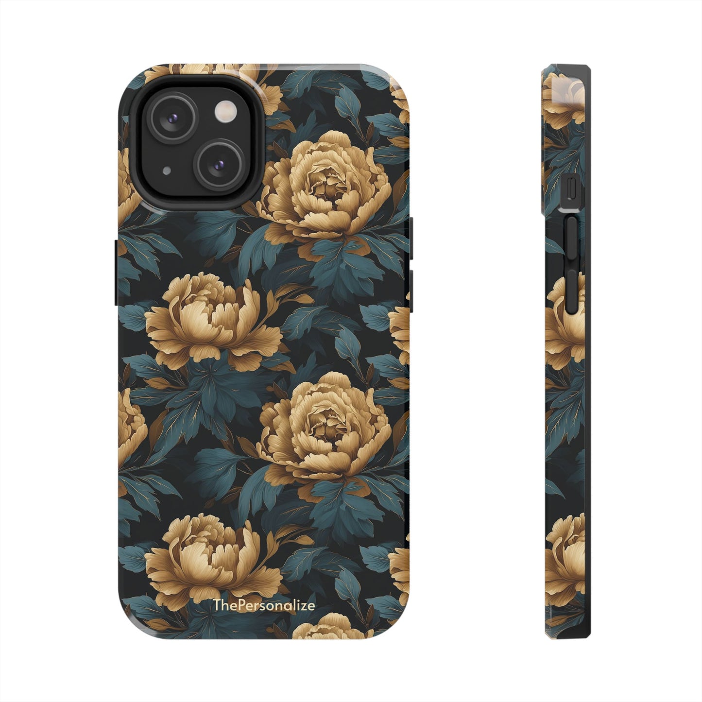 Golden Peony Flowers Phone Case