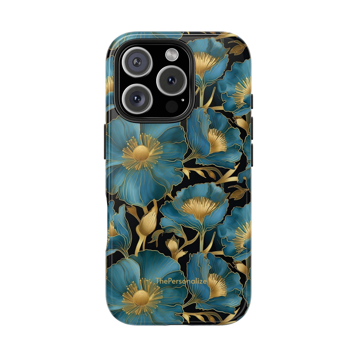 Blue and Gold Floral Phone Case