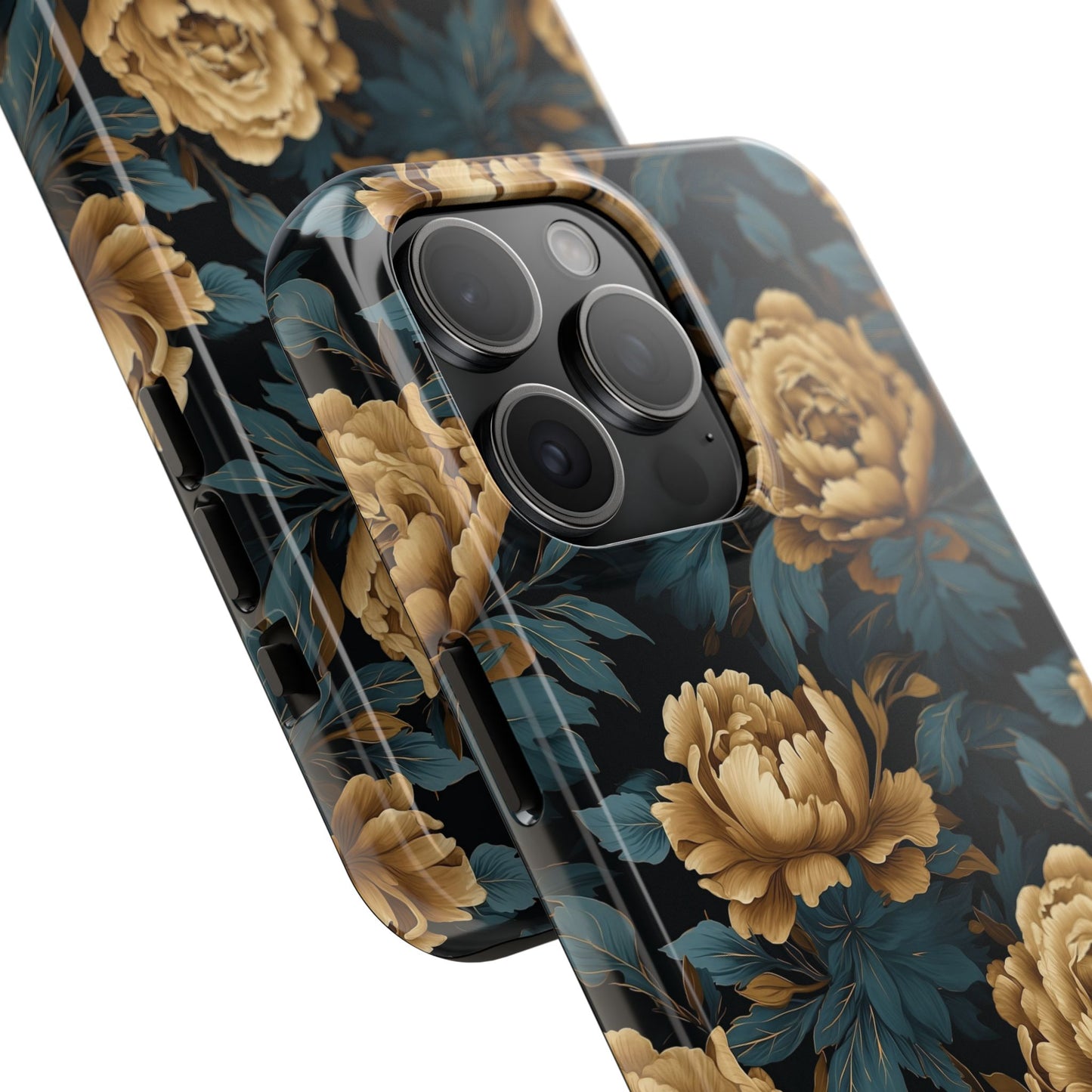 Golden Peony Flowers Phone Case