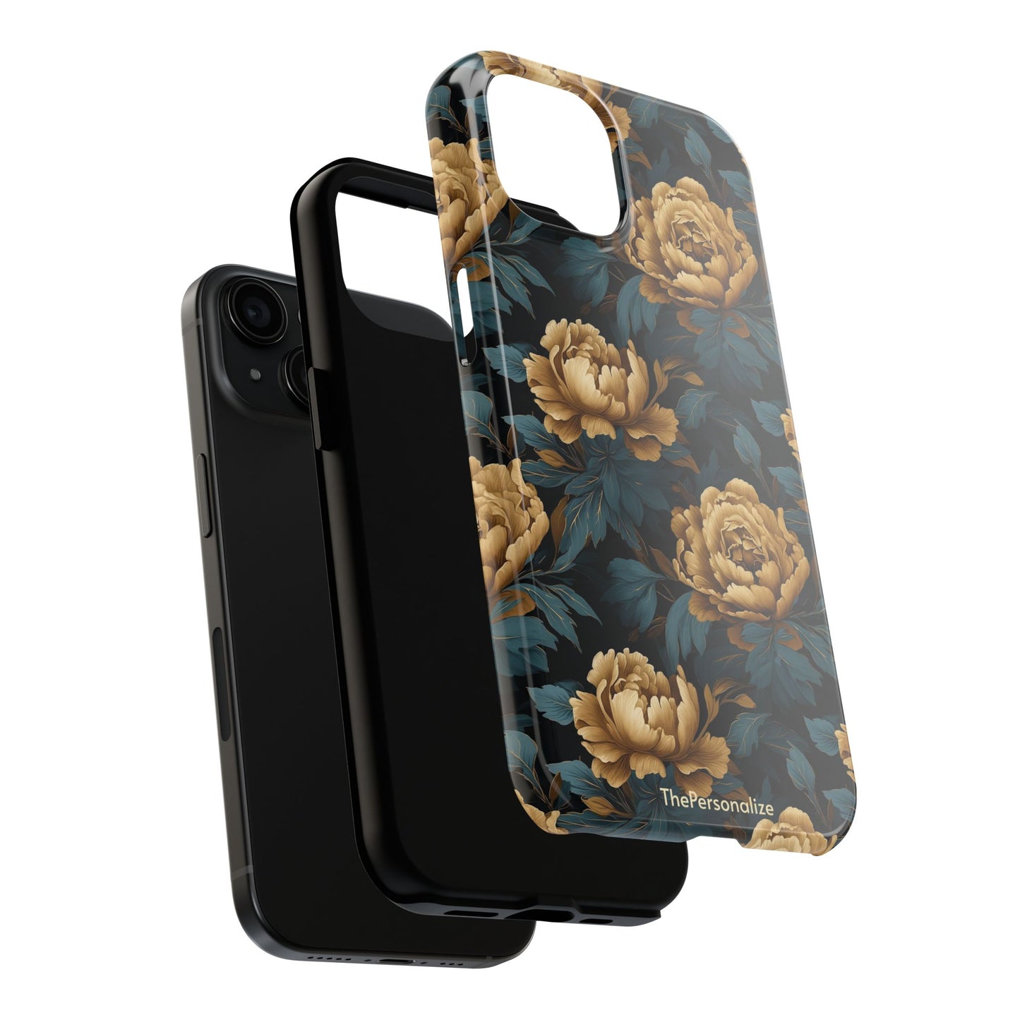 Golden Peony Flowers Phone Case