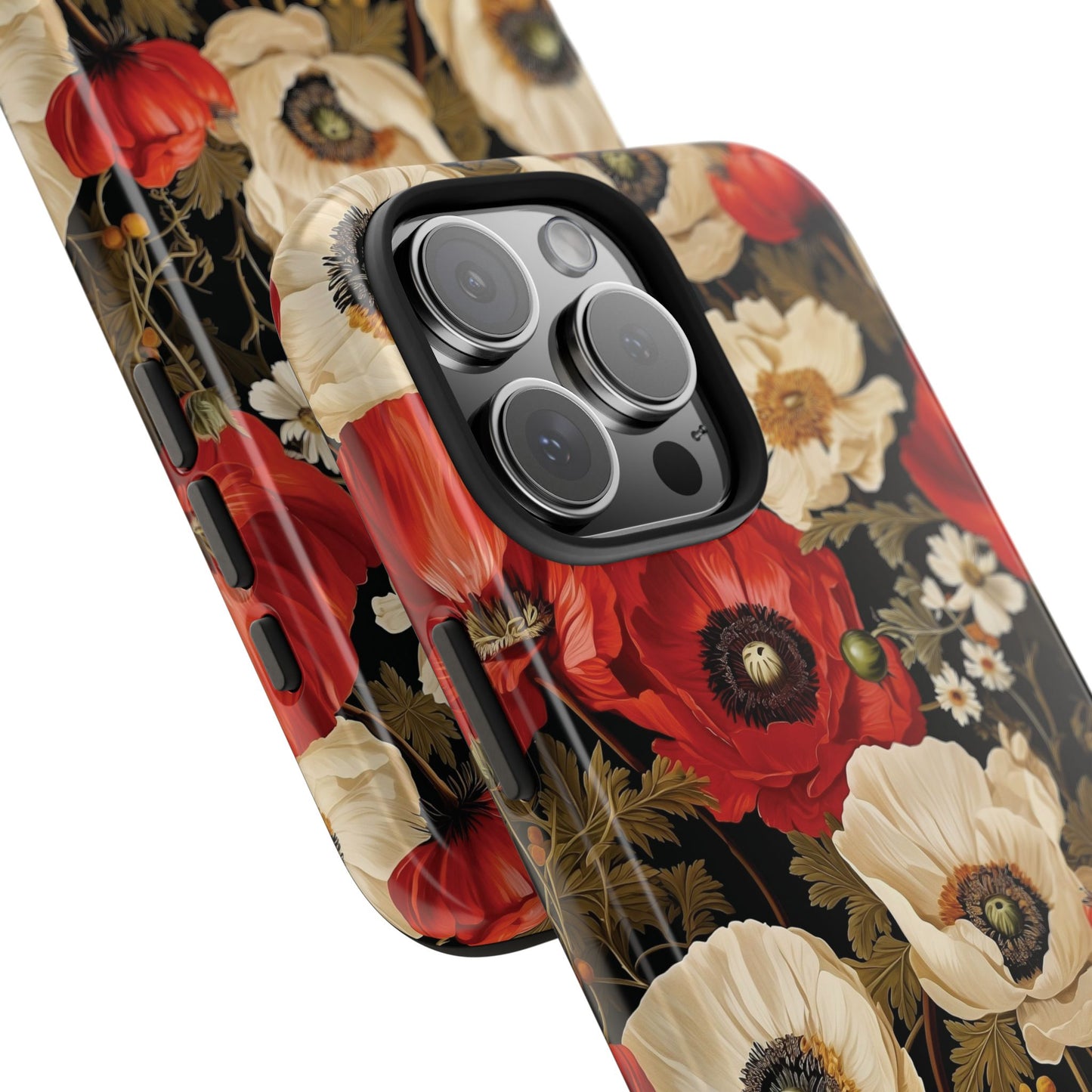 Red and White Poppy Flower Phone Case