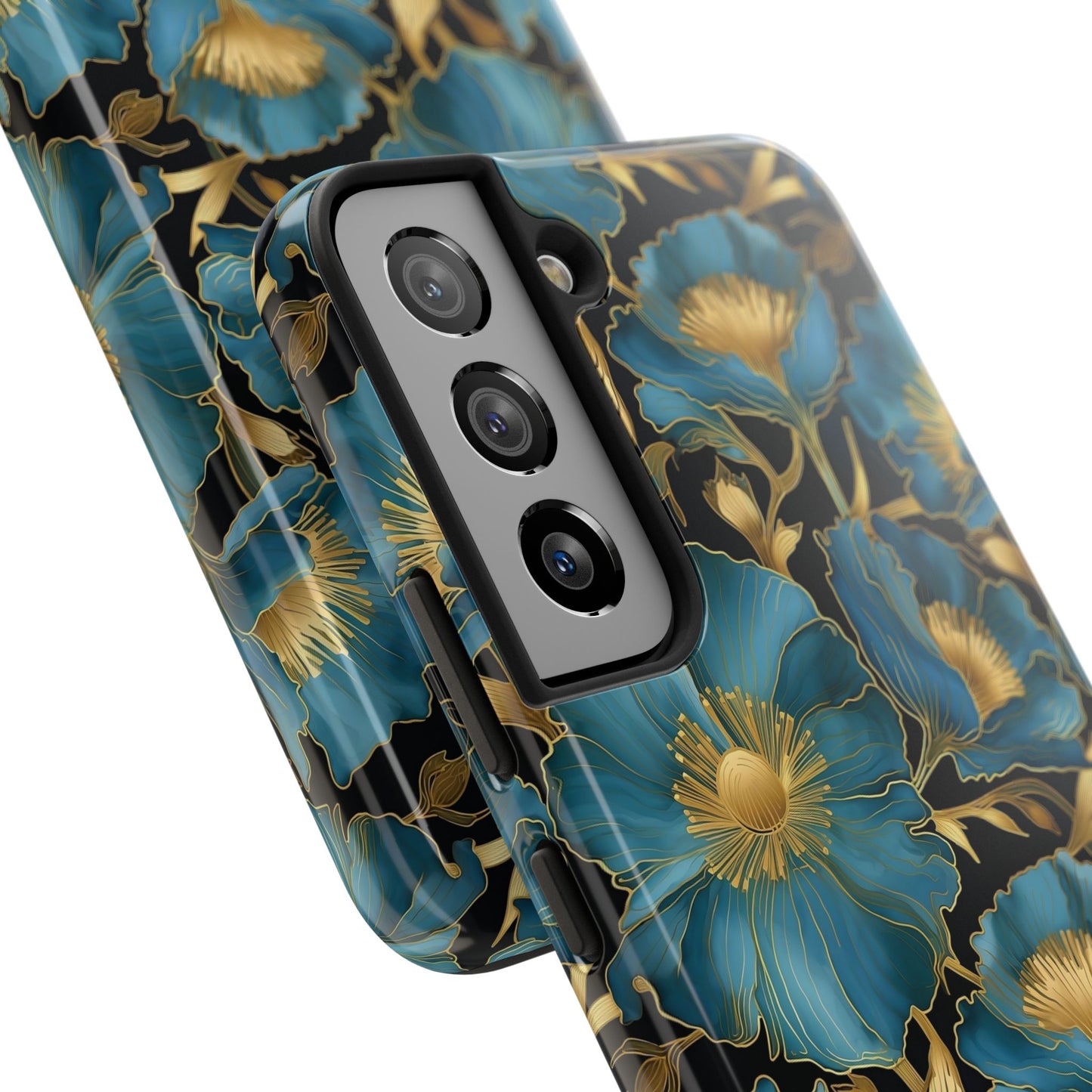 Blue and Gold Floral Phone Case