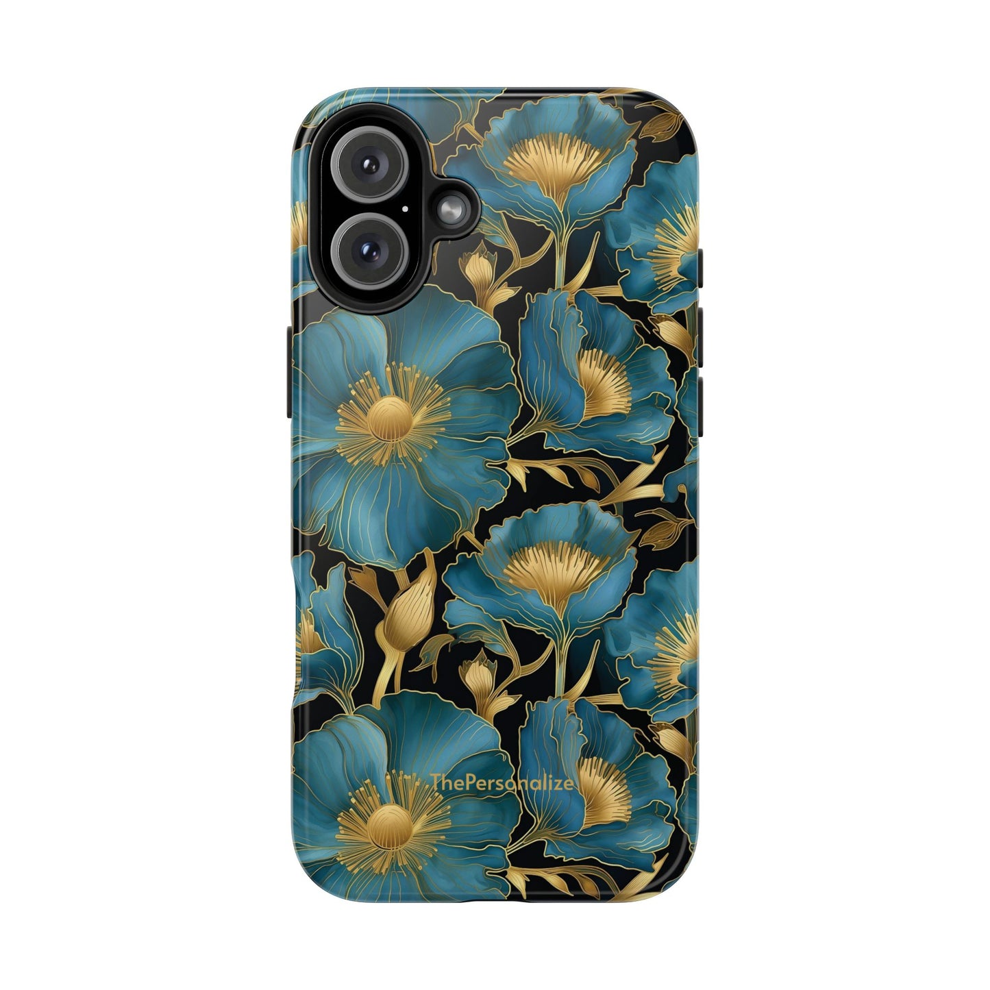 Blue and Gold Floral Phone Case