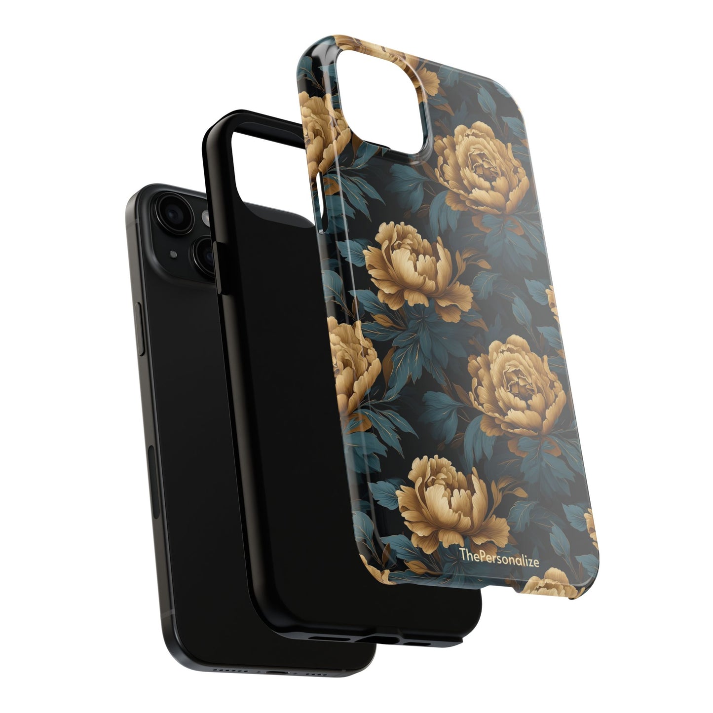 Golden Peony Flowers Phone Case