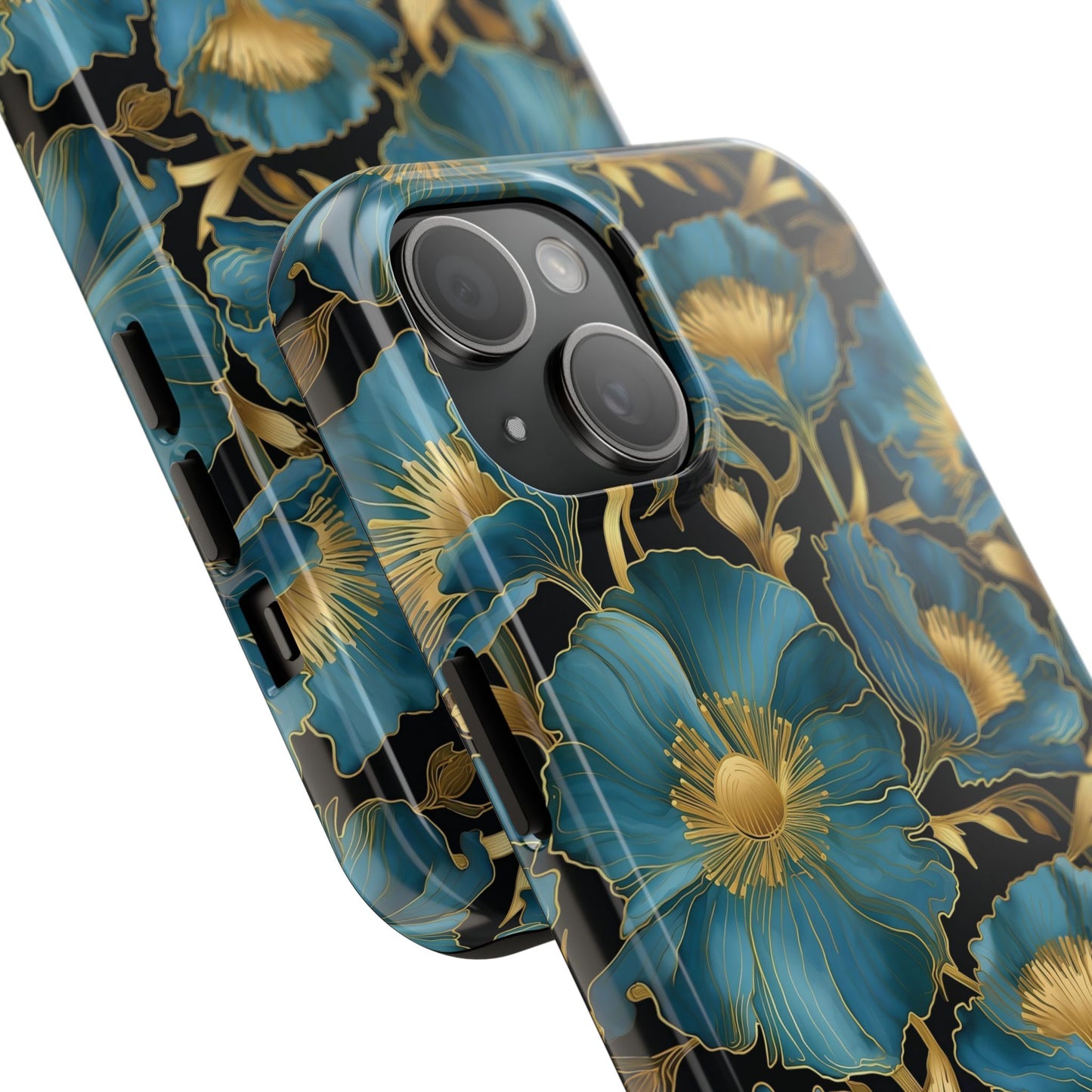 Blue and Gold Floral Phone Case