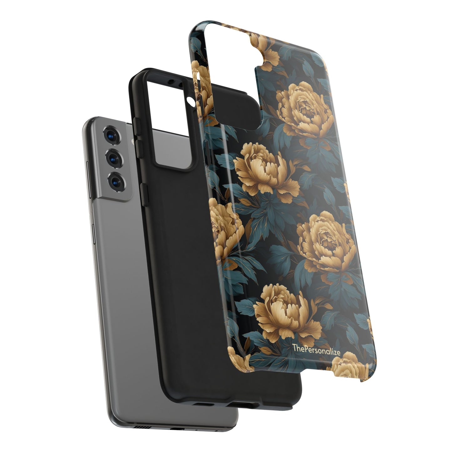 Golden Peony Flowers Phone Case