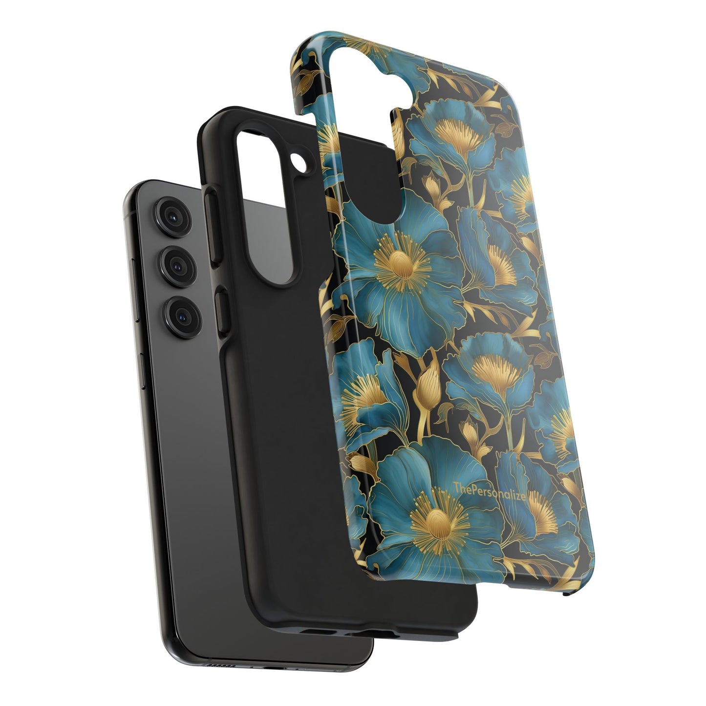 Blue and Gold Floral Phone Case