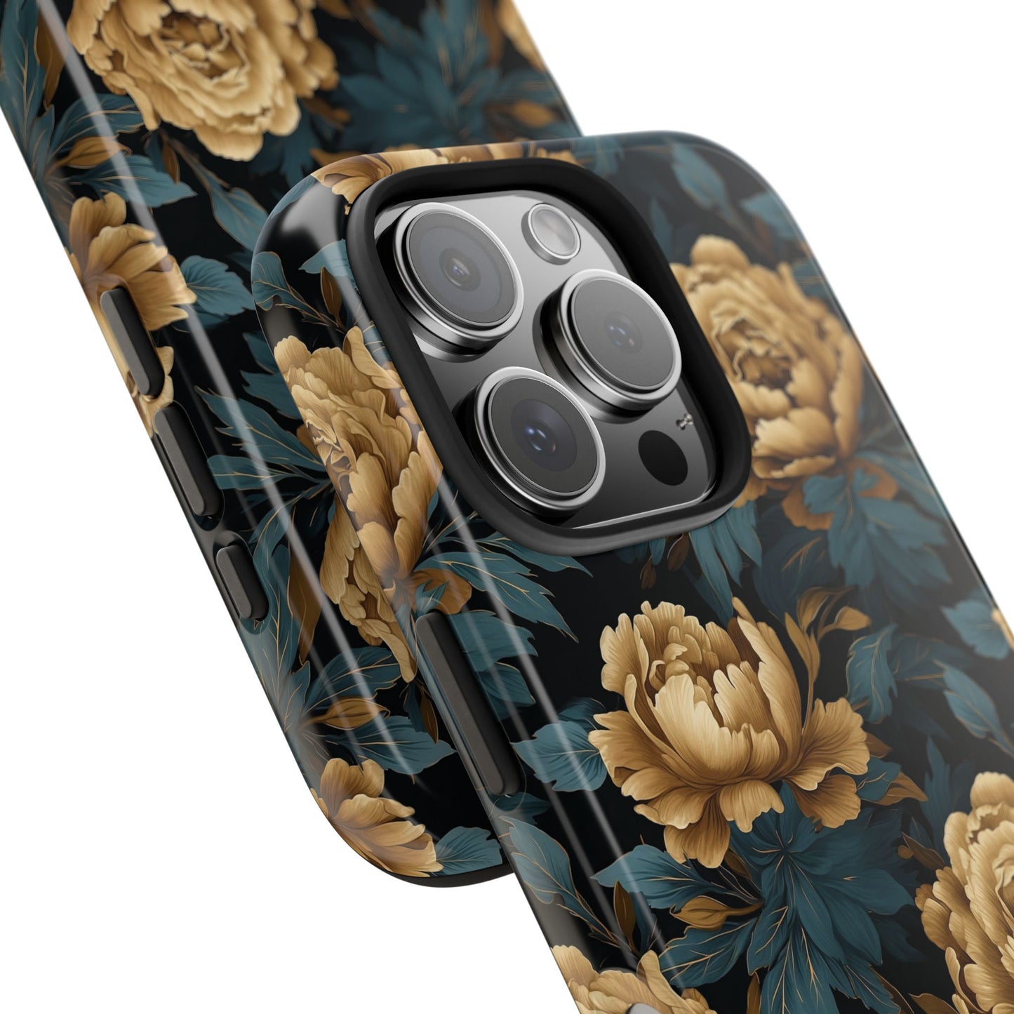 Golden Peony Flowers Phone Case
