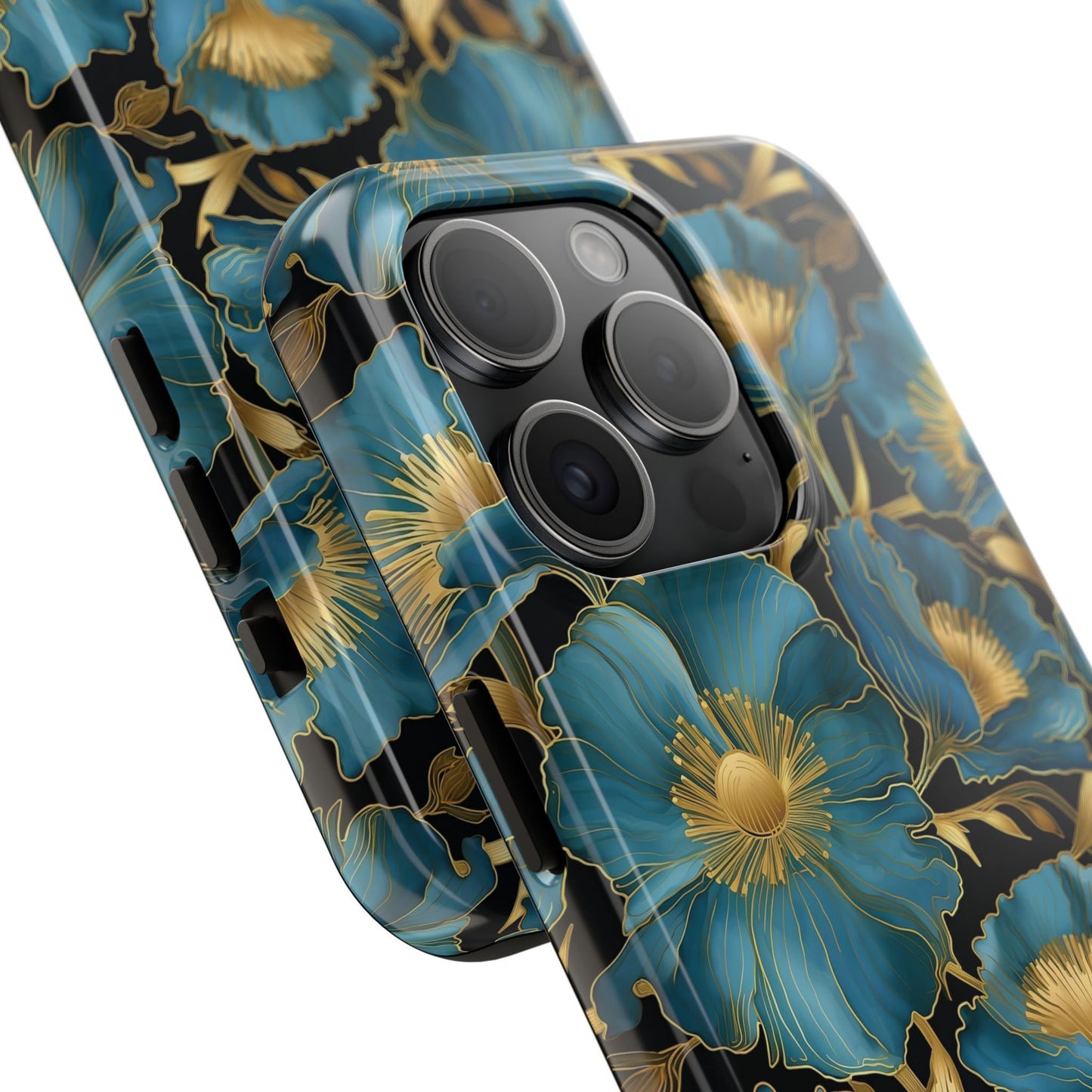 Blue and Gold Floral Phone Case
