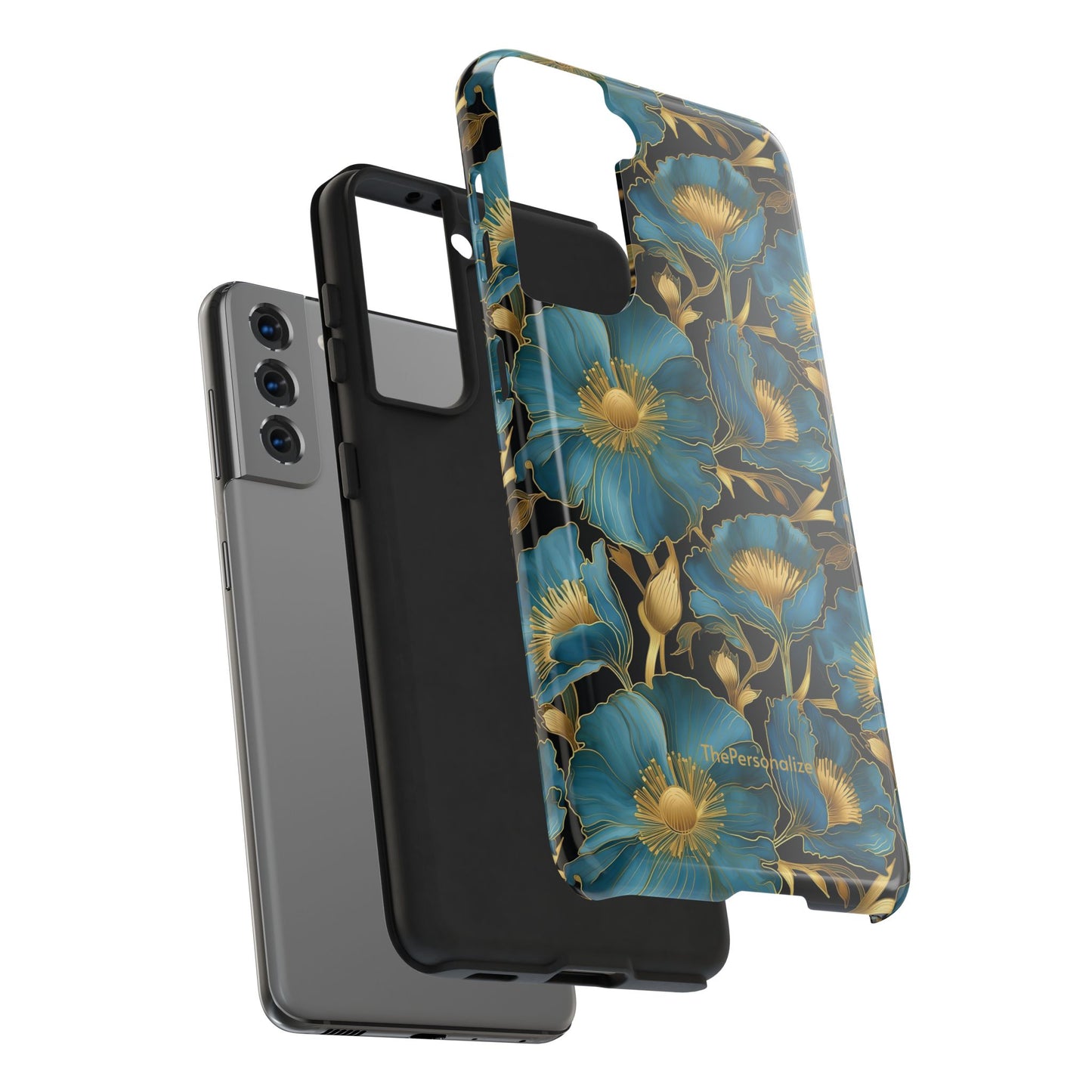 Blue and Gold Floral Phone Case