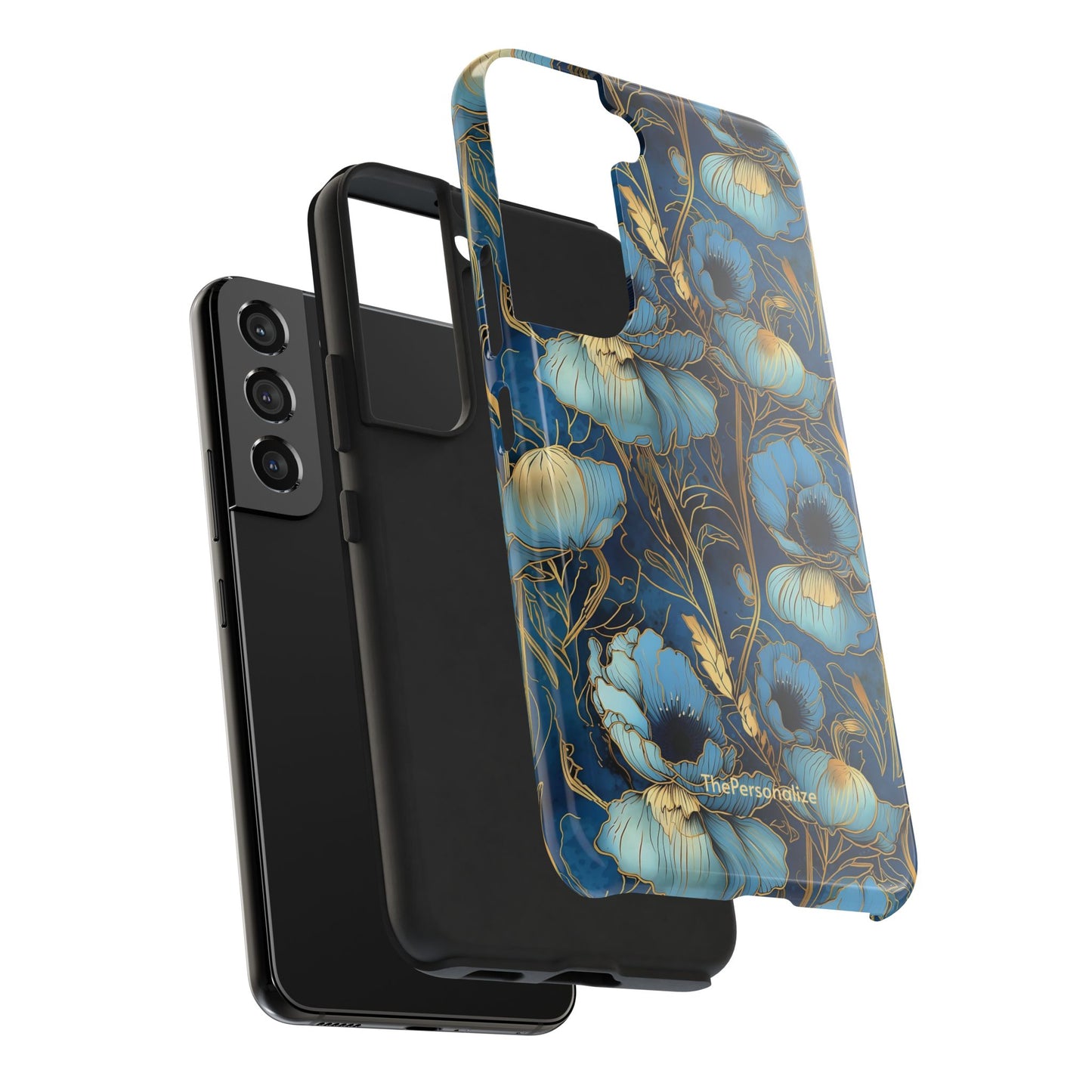 Elegant Blue & Gold Floral Phone Case