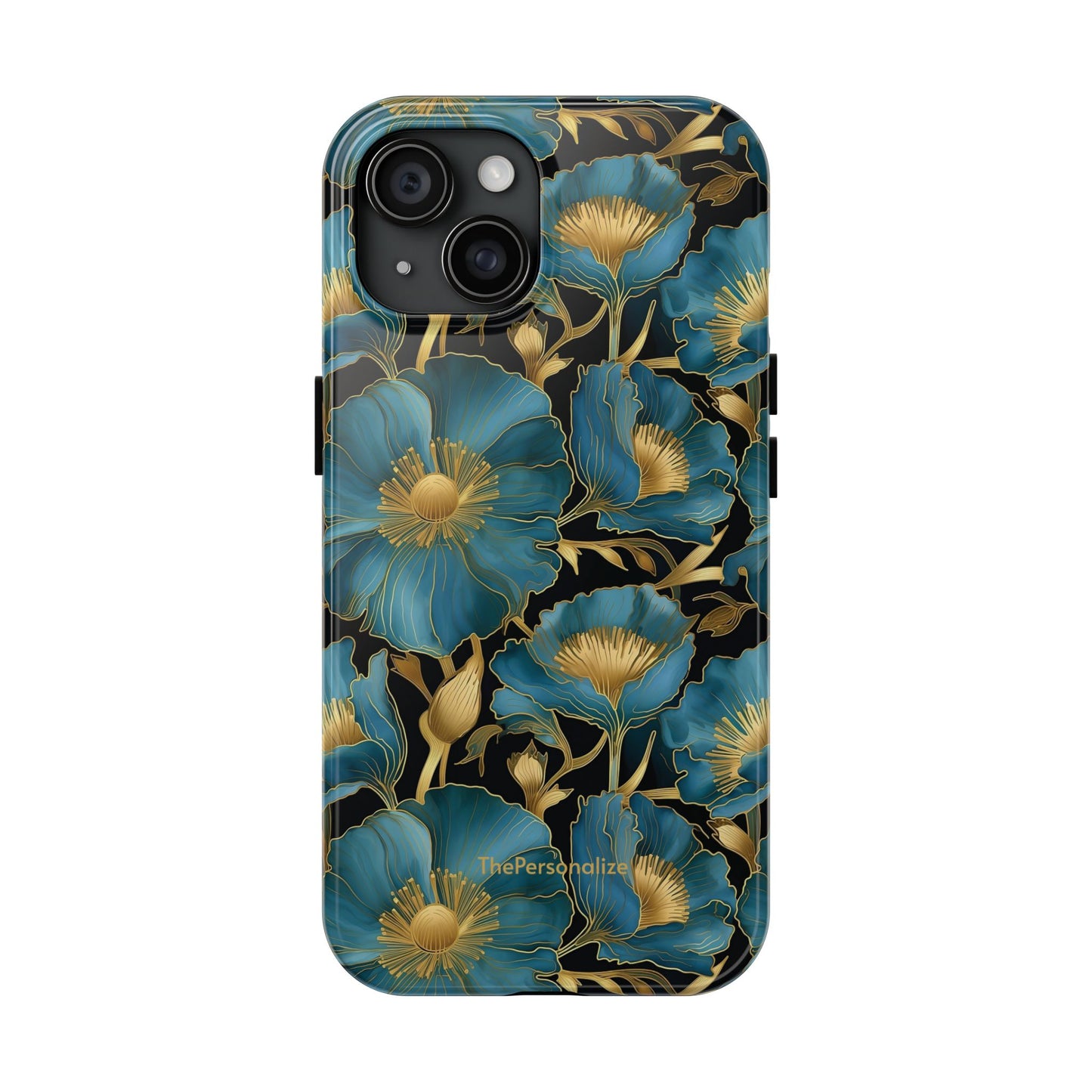 Blue and Gold Floral Phone Case