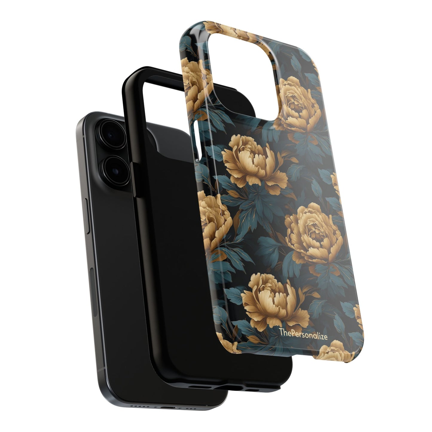 Golden Peony Flowers Phone Case