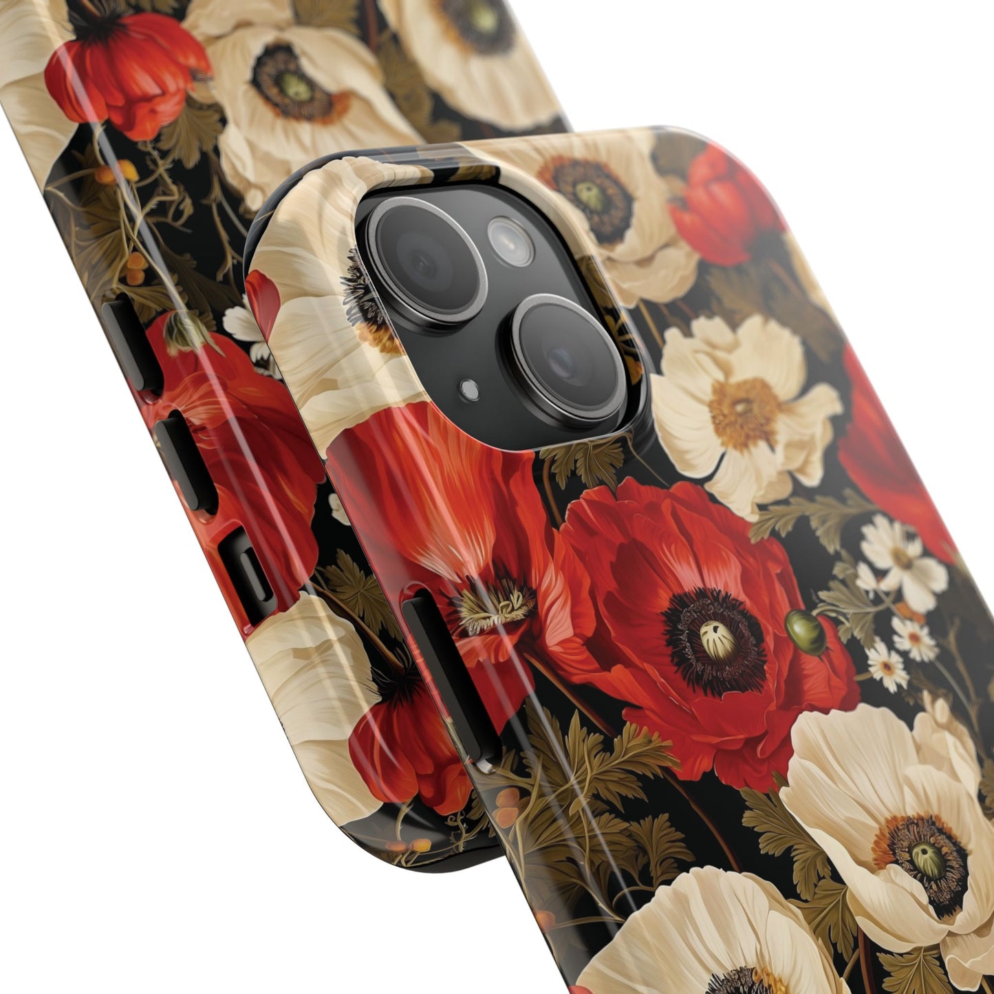 Red and White Poppy Flower Phone Case