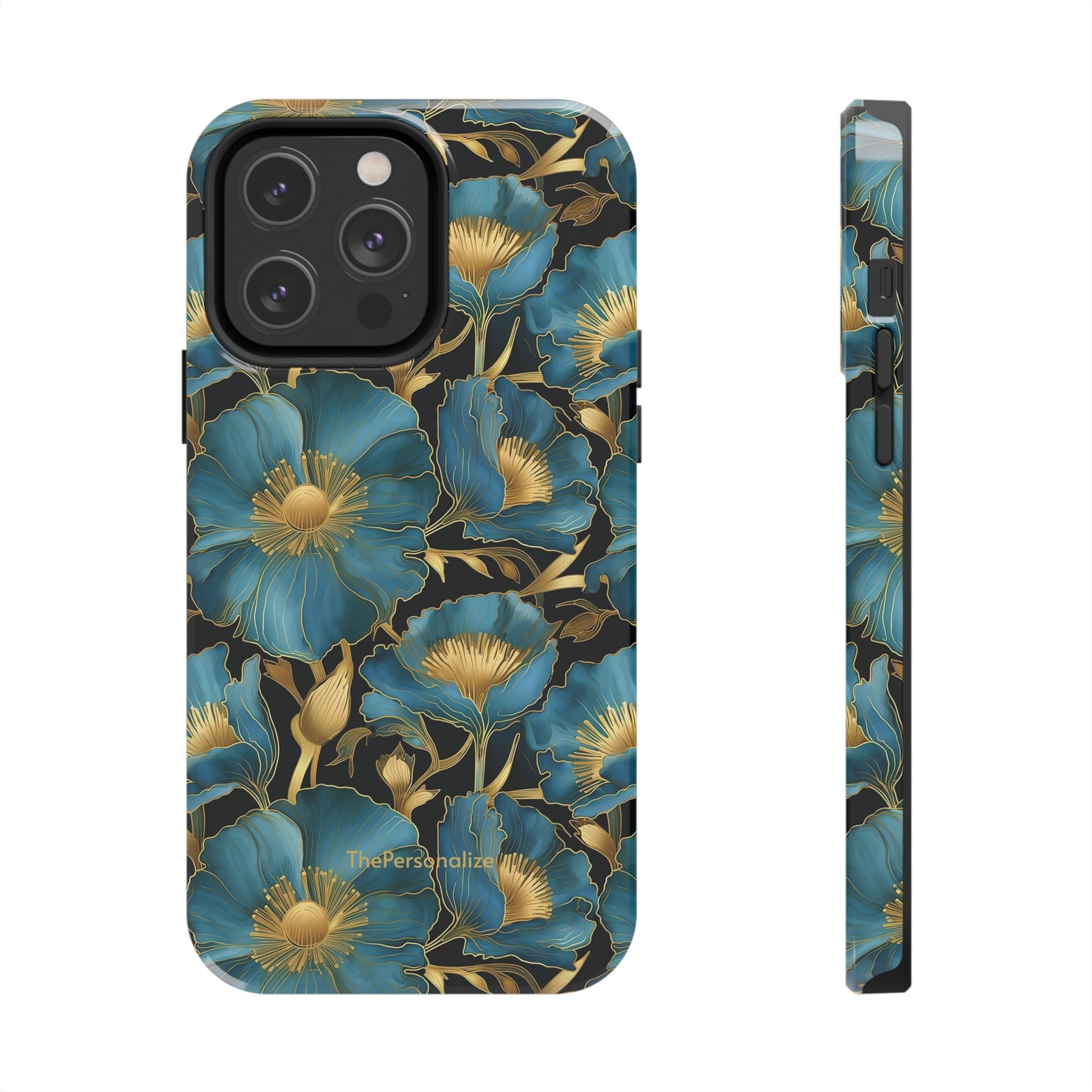 Blue and Gold Floral Phone Case