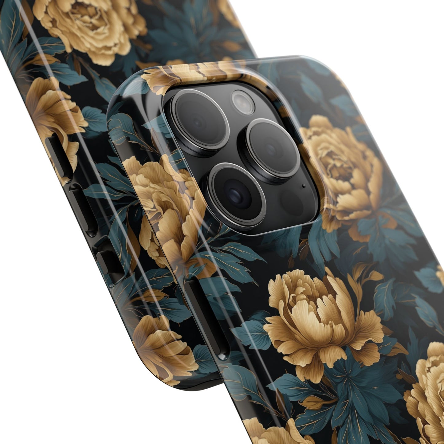 Golden Peony Flowers Phone Case