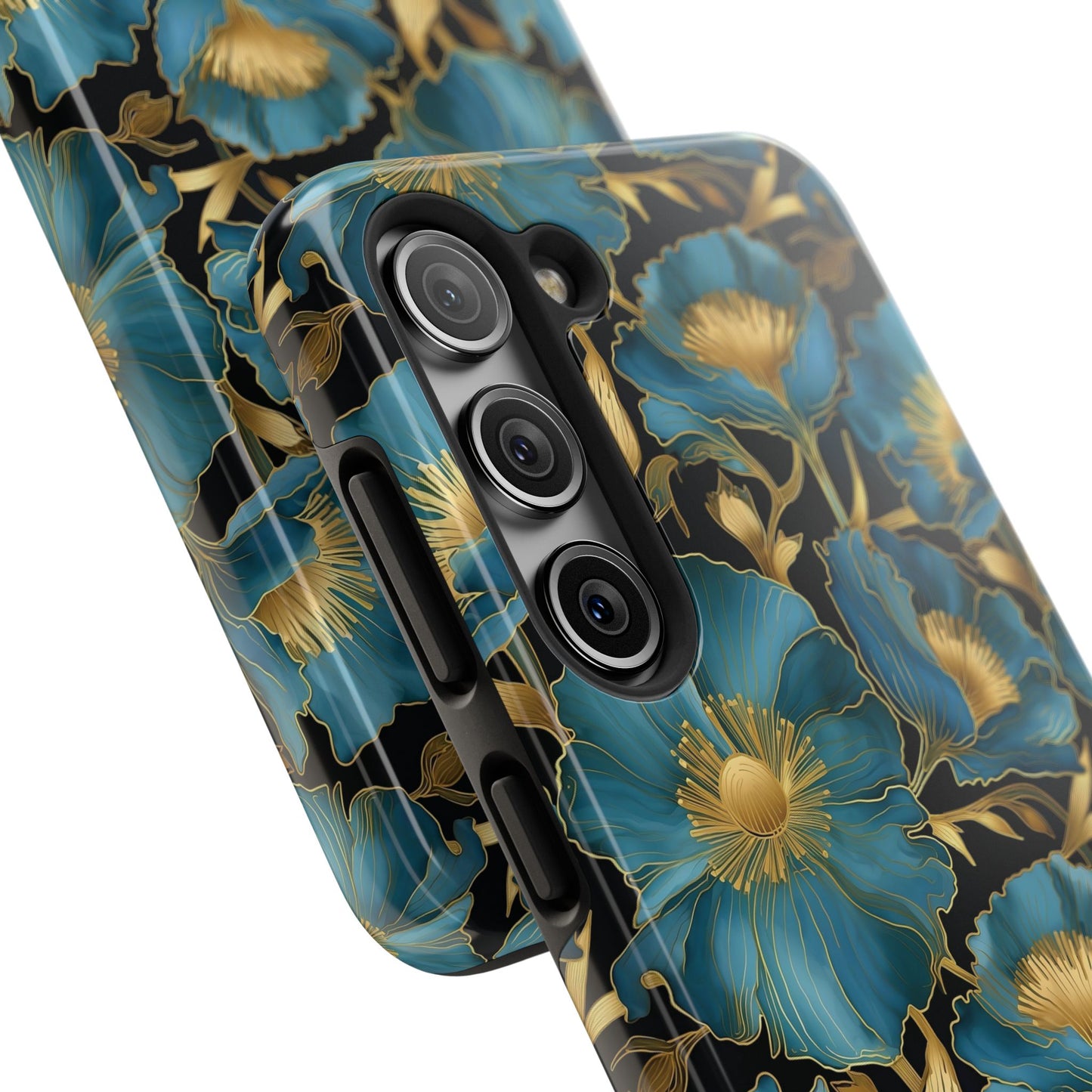Blue and Gold Floral Phone Case