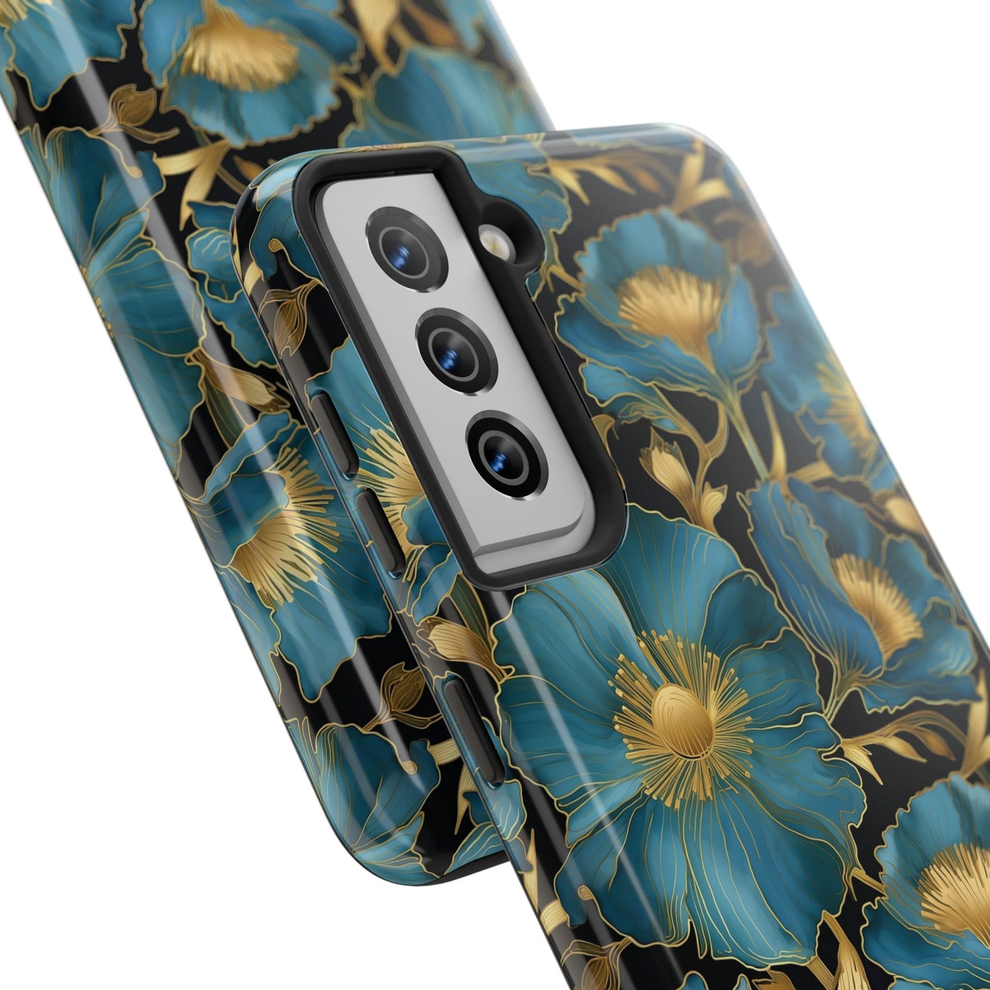 Blue and Gold Floral Phone Case