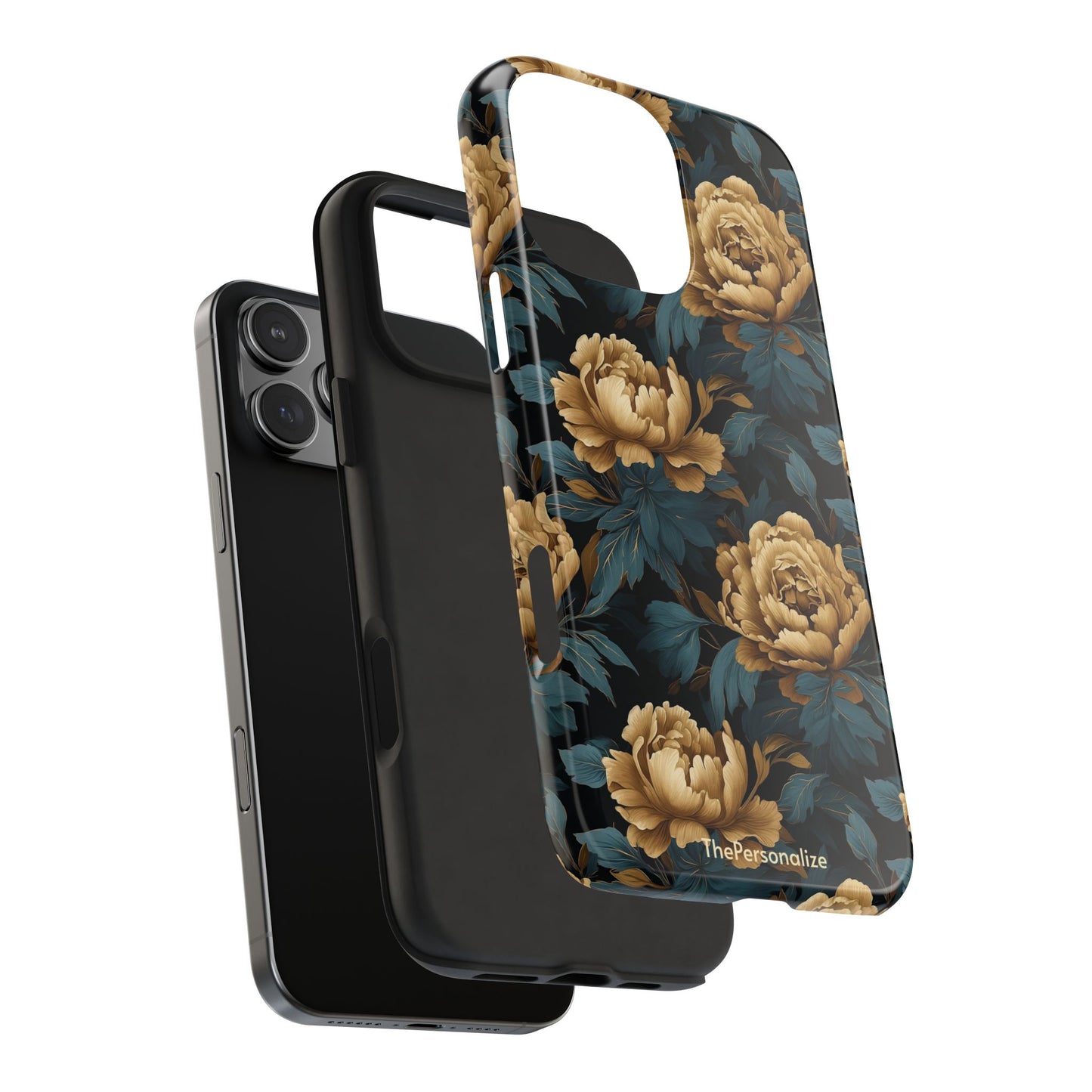 Golden Peony Flowers Phone Case