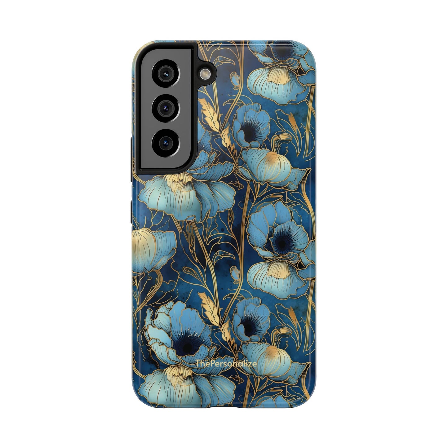 Elegant Blue & Gold Floral Phone Case
