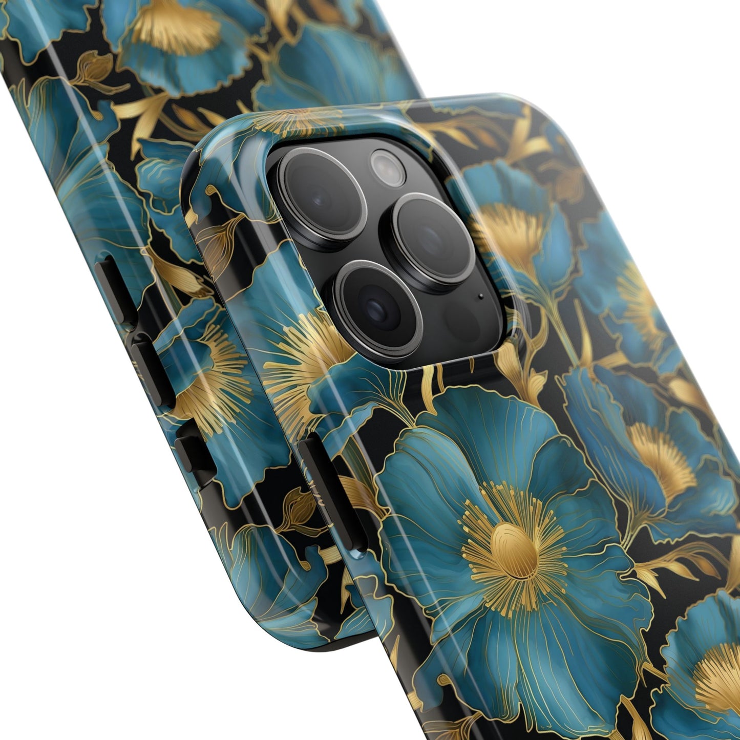 Blue and Gold Floral Phone Case