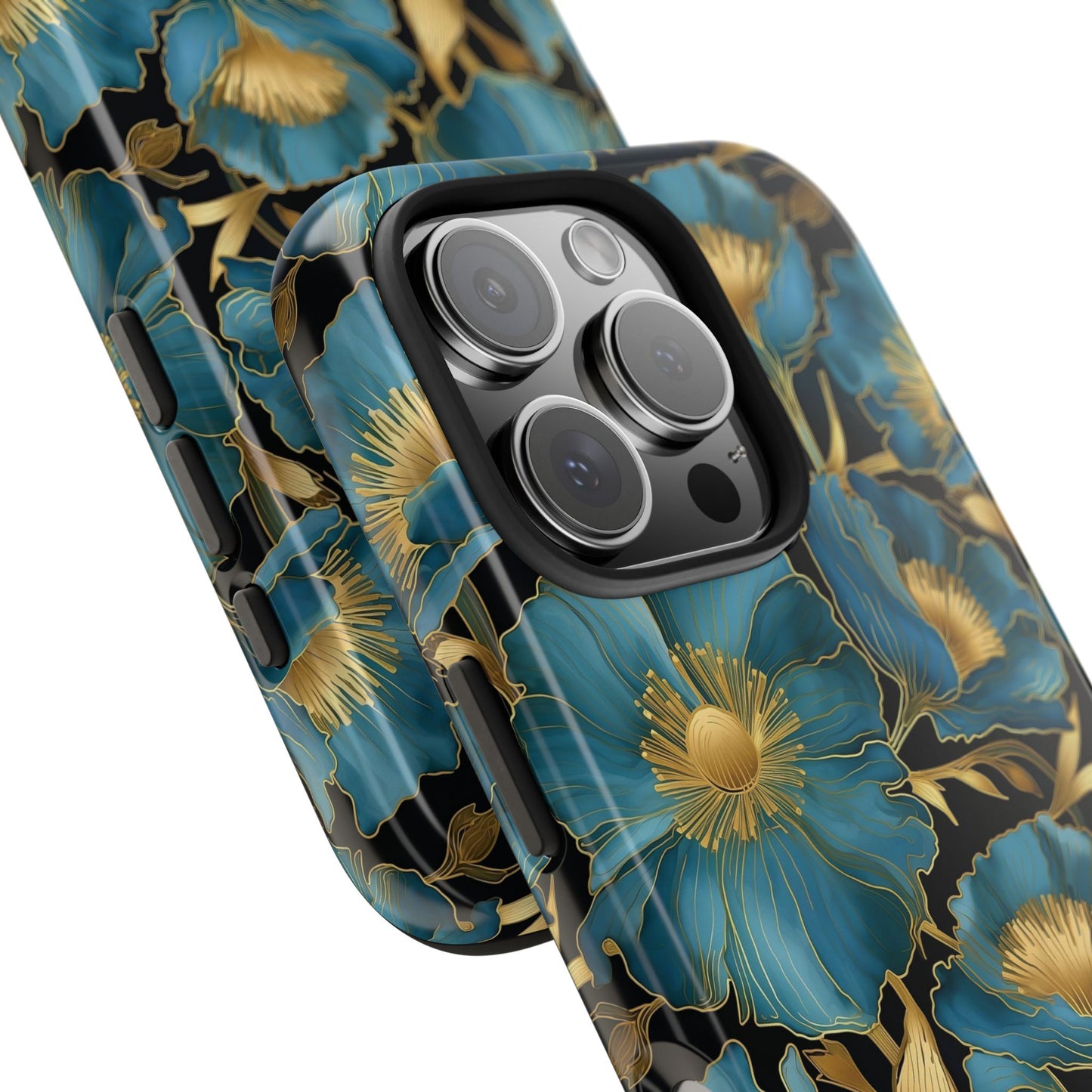 Blue and Gold Floral Phone Case