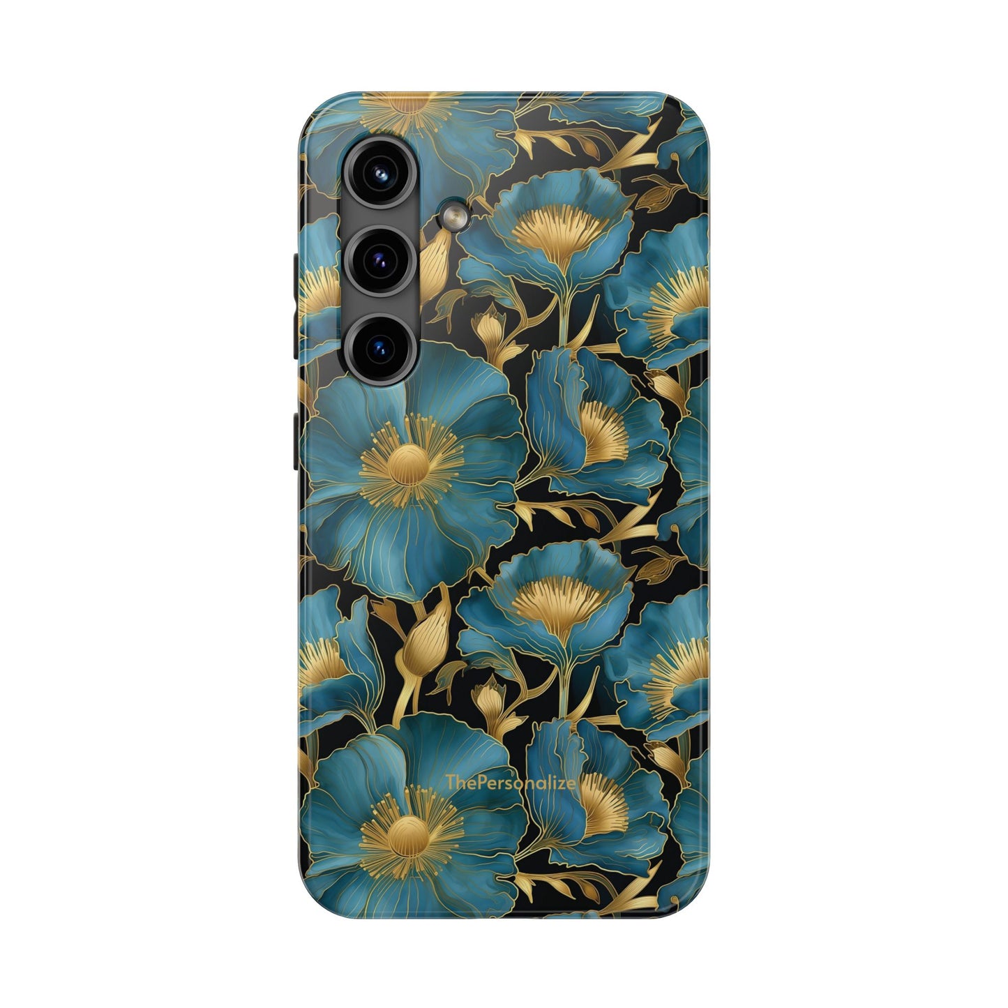Blue and Gold Floral Phone Case