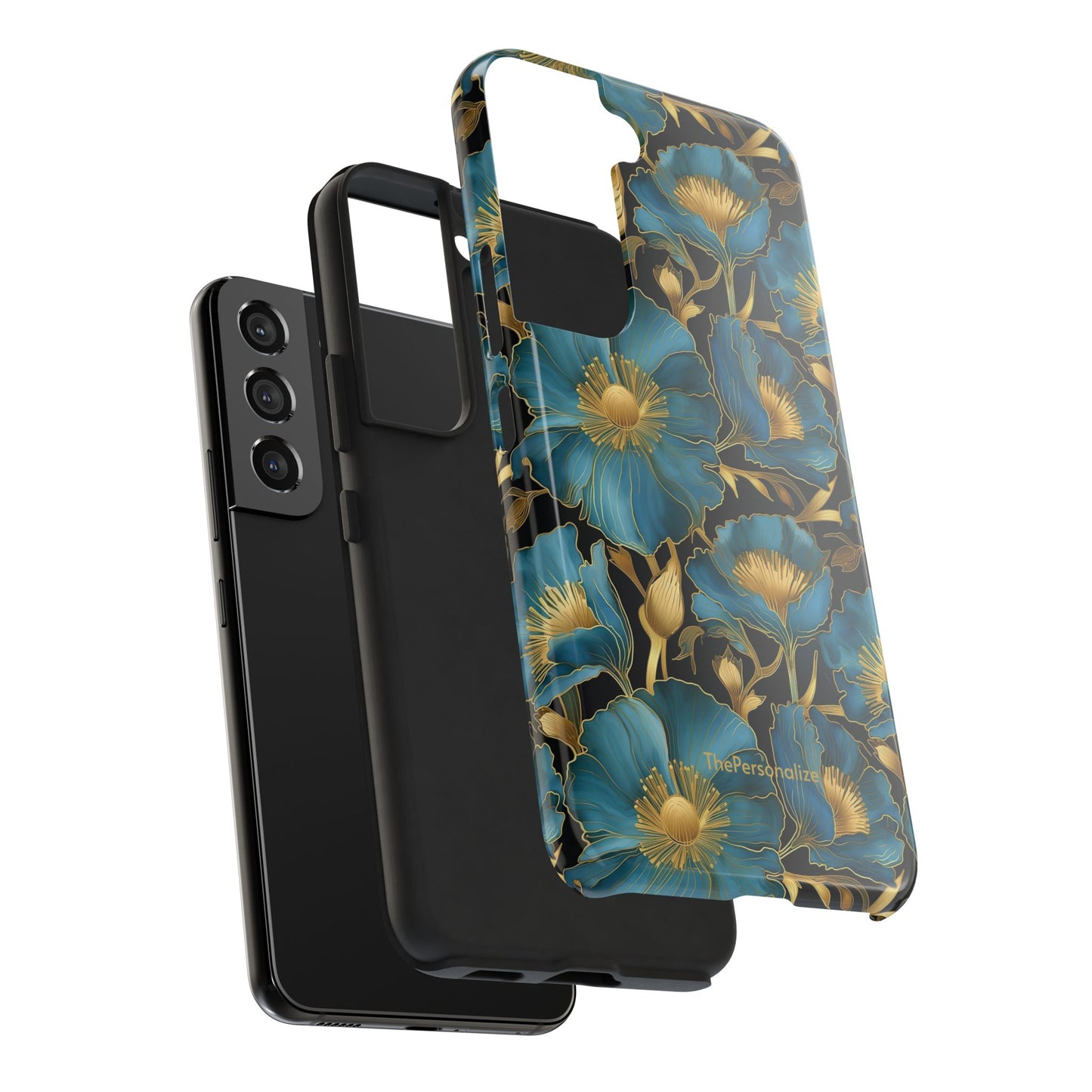 Blue and Gold Floral Phone Case