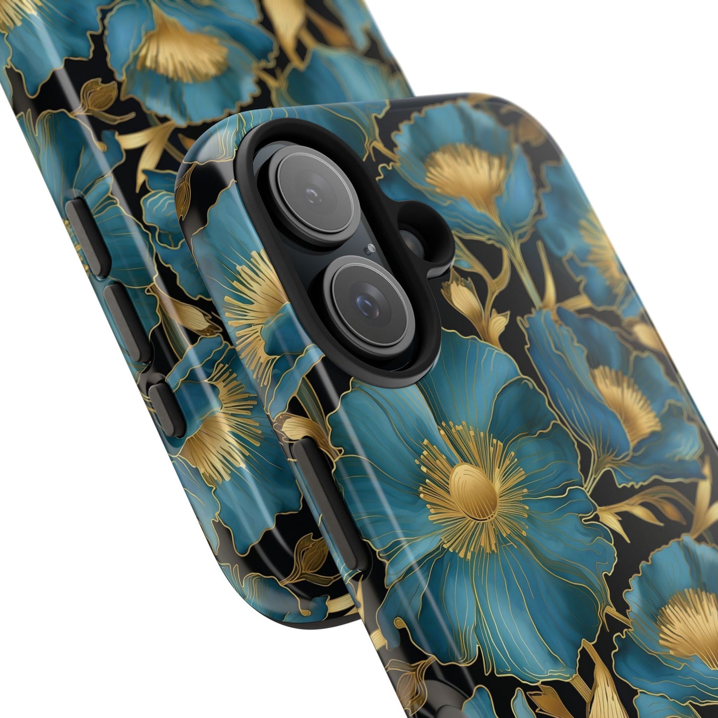 Blue and Gold Floral Phone Case