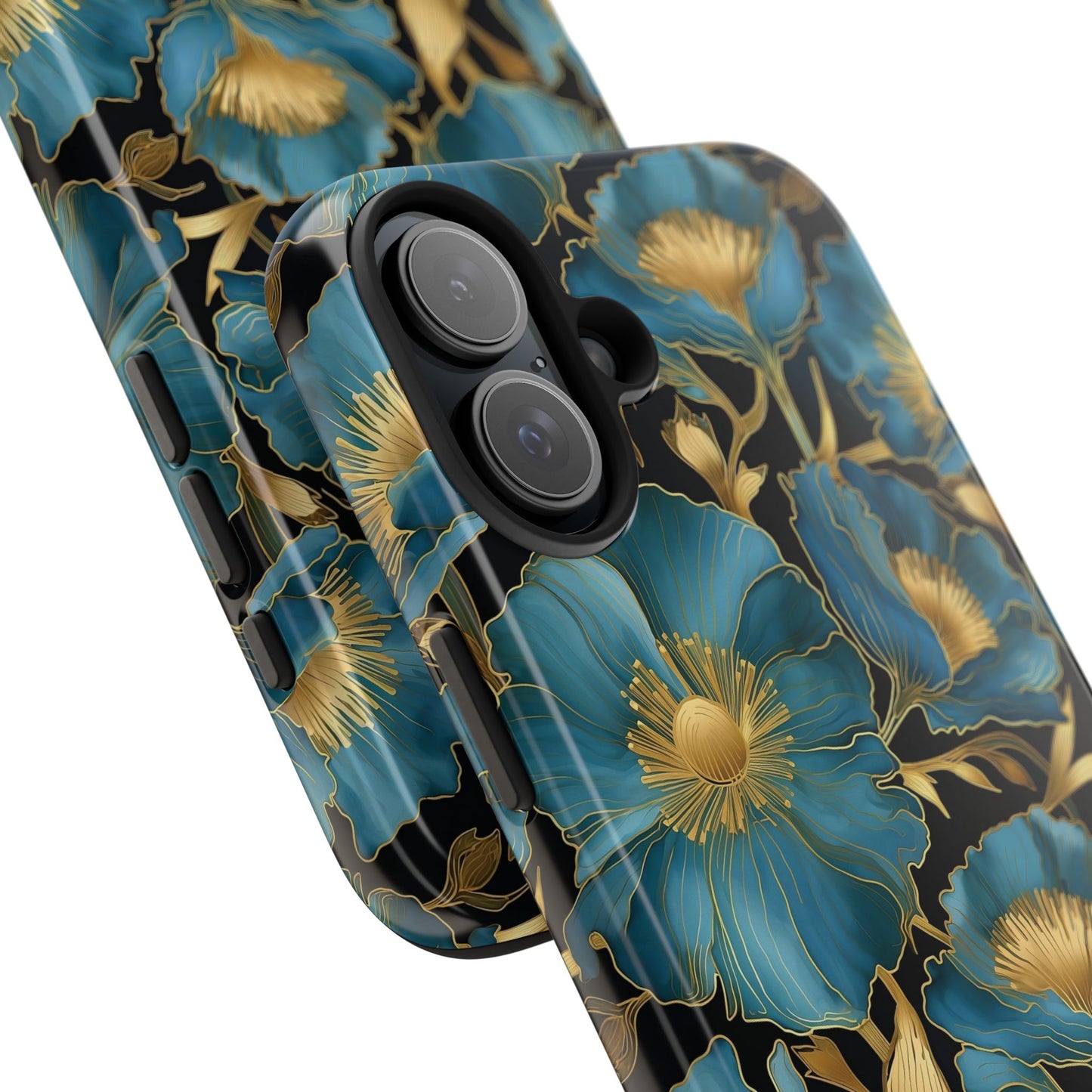 Blue and Gold Floral Phone Case