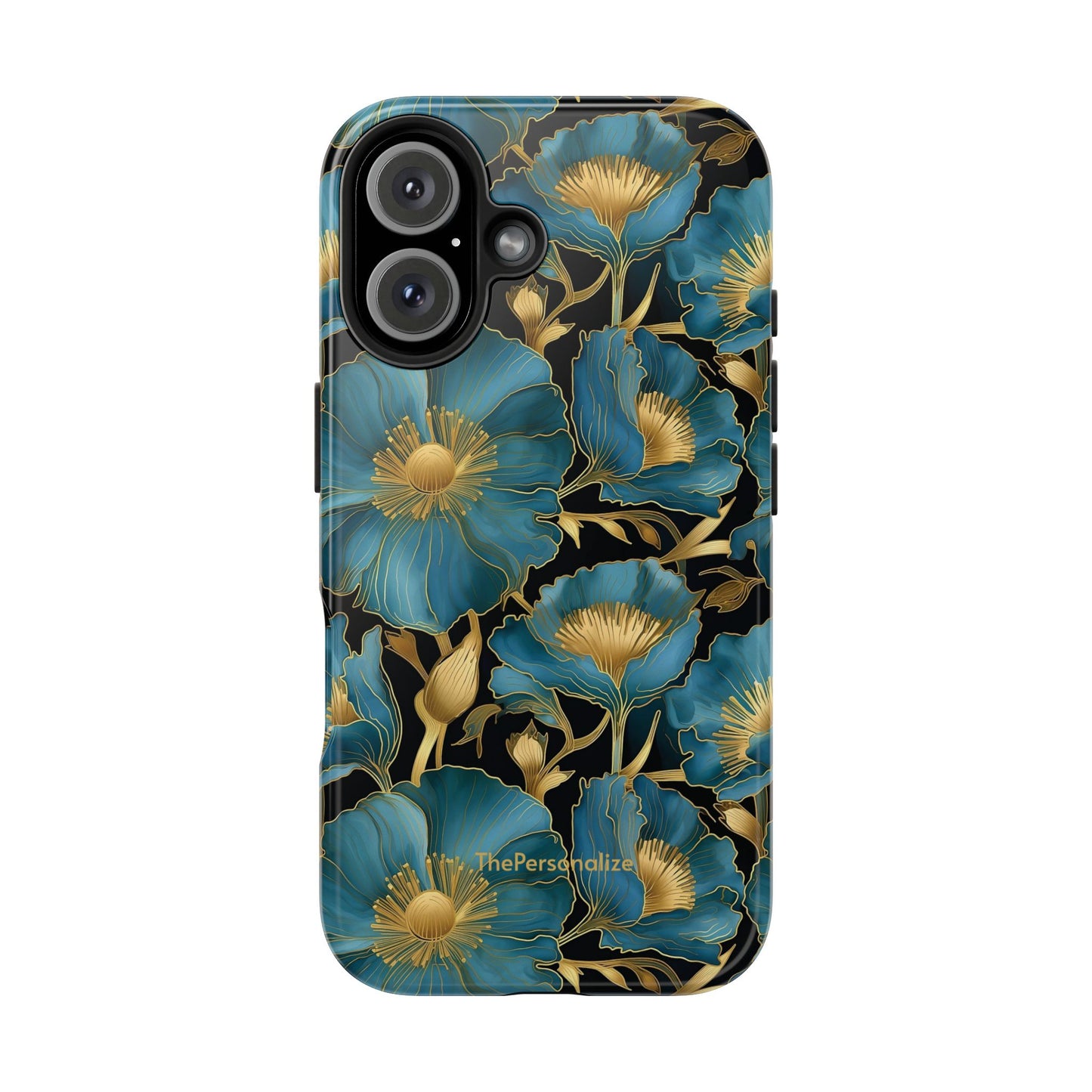 Blue and Gold Floral Phone Case