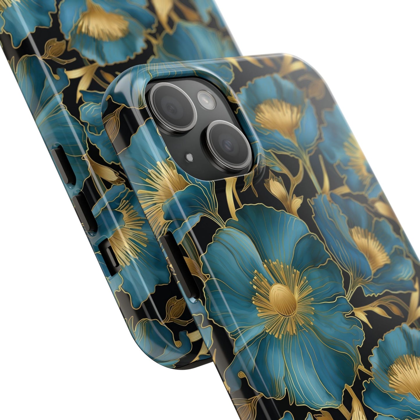 Blue and Gold Floral Phone Case