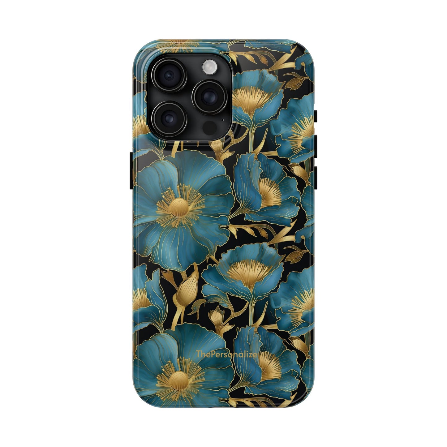 Blue and Gold Floral Phone Case