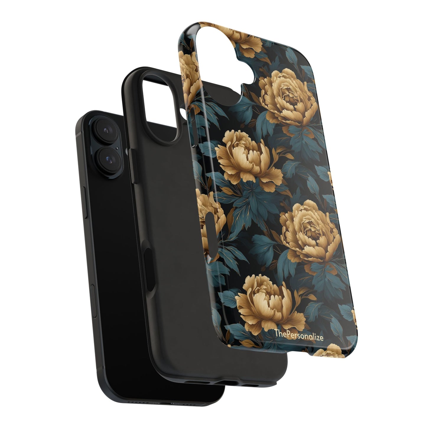 Golden Peony Flowers Phone Case