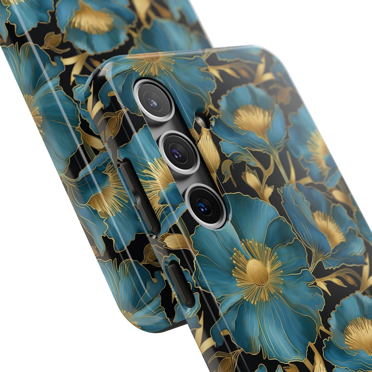 Blue and Gold Floral Phone Case
