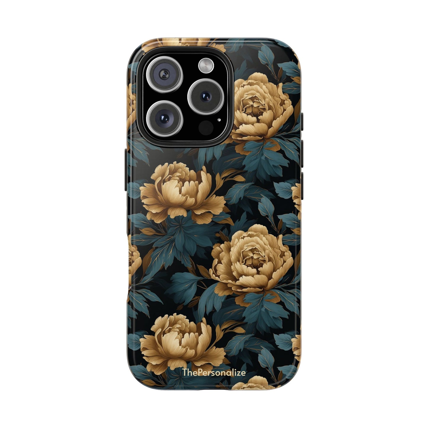 Golden Peony Flowers Phone Case